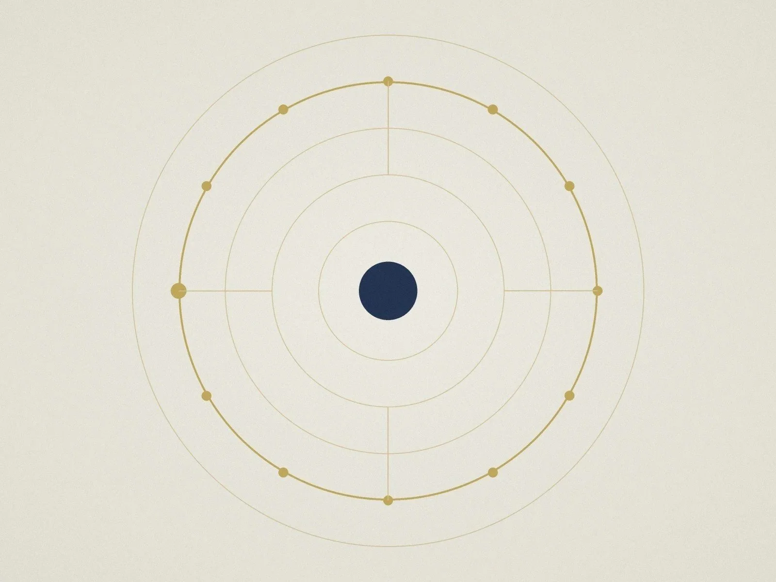 Gold rings with twelve monthly points representing a financial cadence