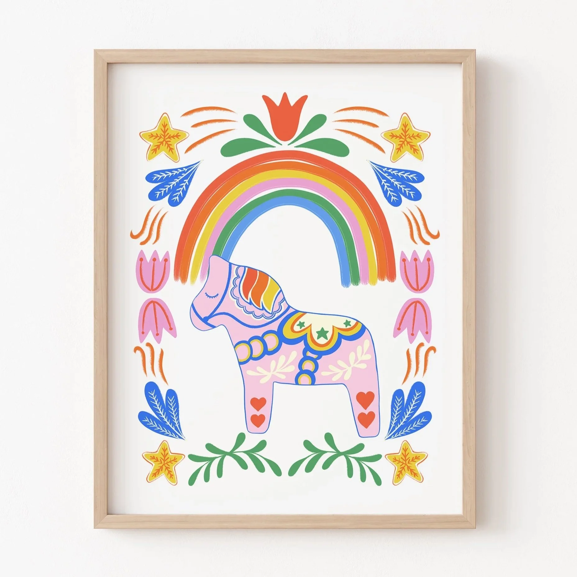 Rainbow Dala Horse Art Print