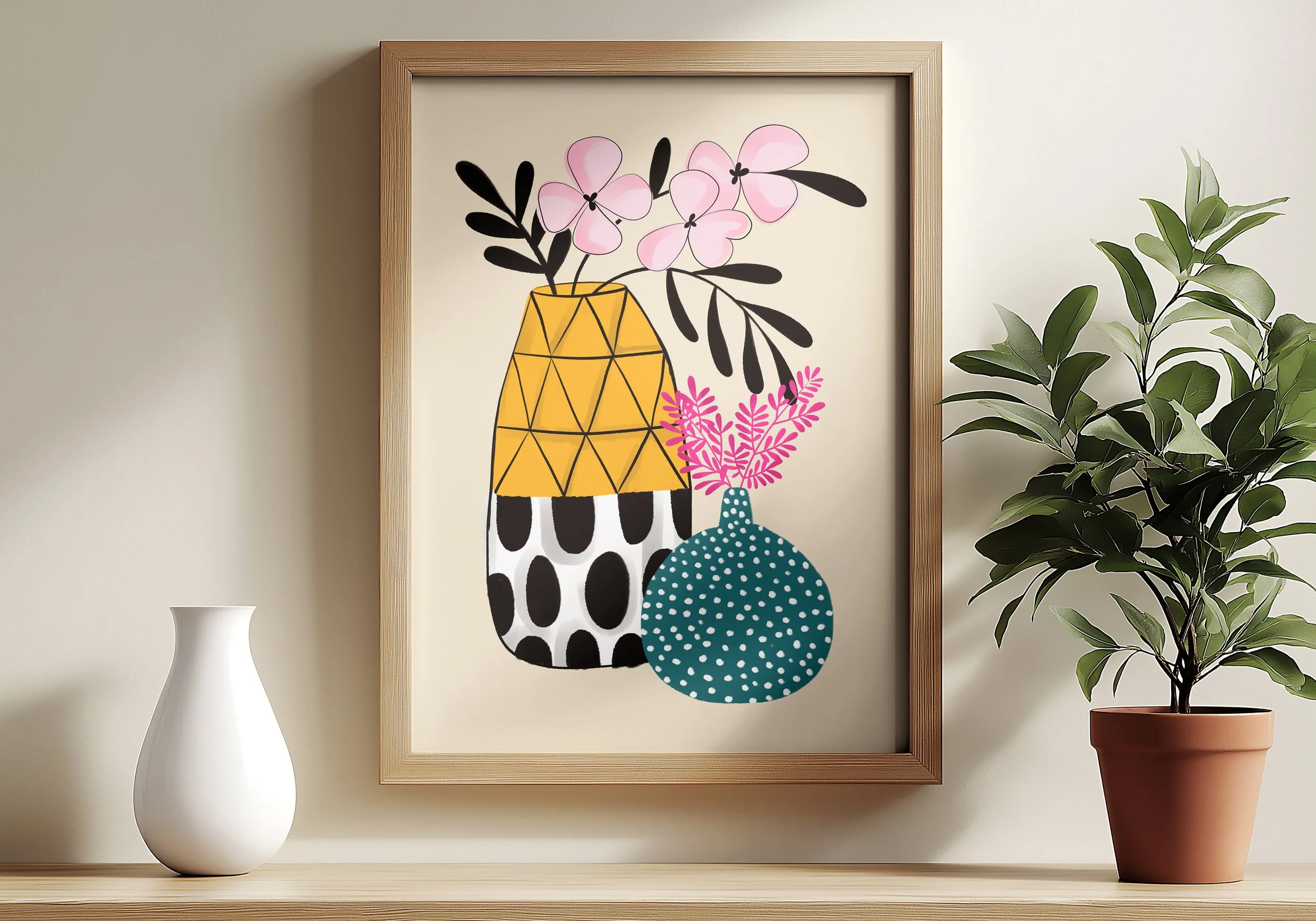 3 teal yellow pots floral.jpg