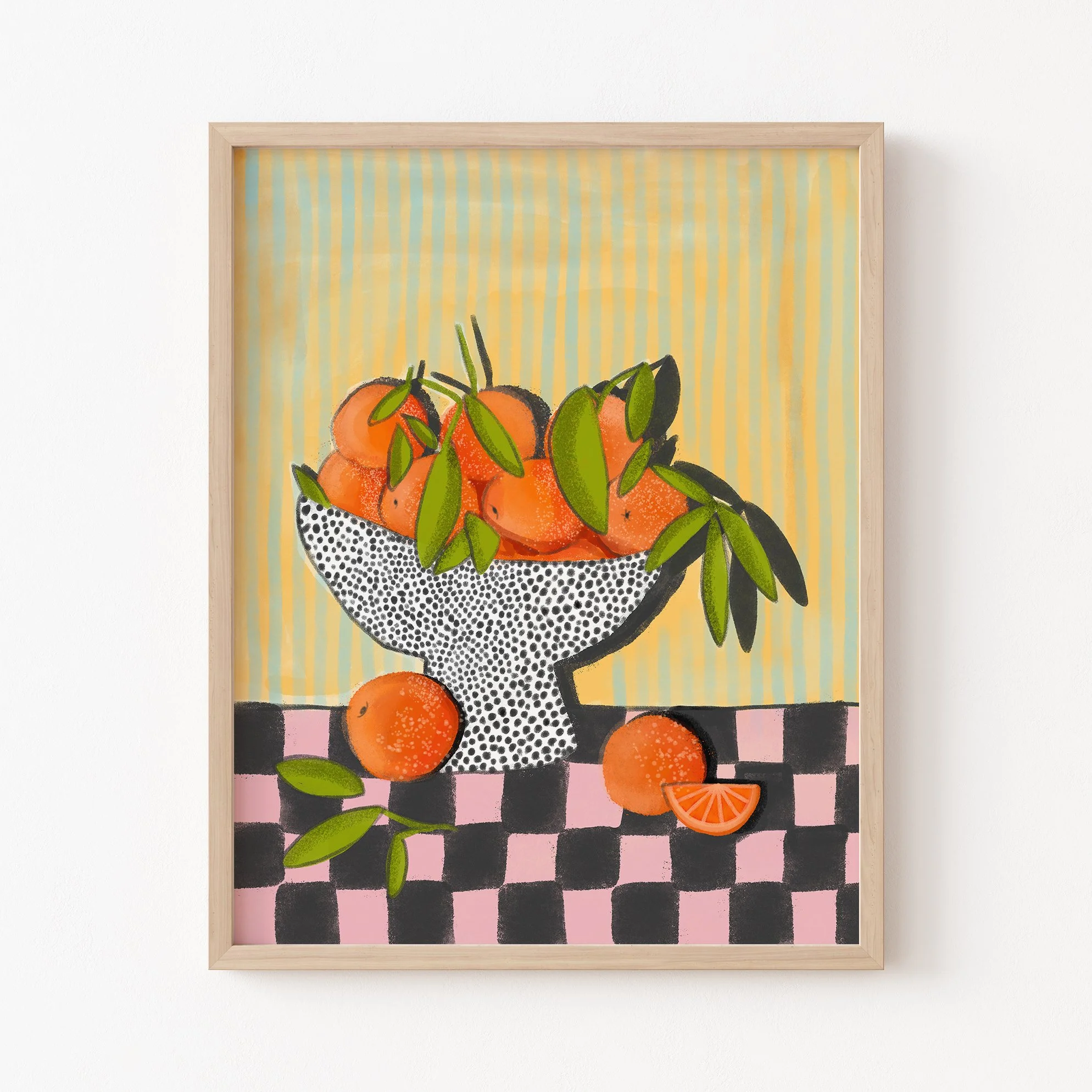 oranges polka dot bowl still life.jpg