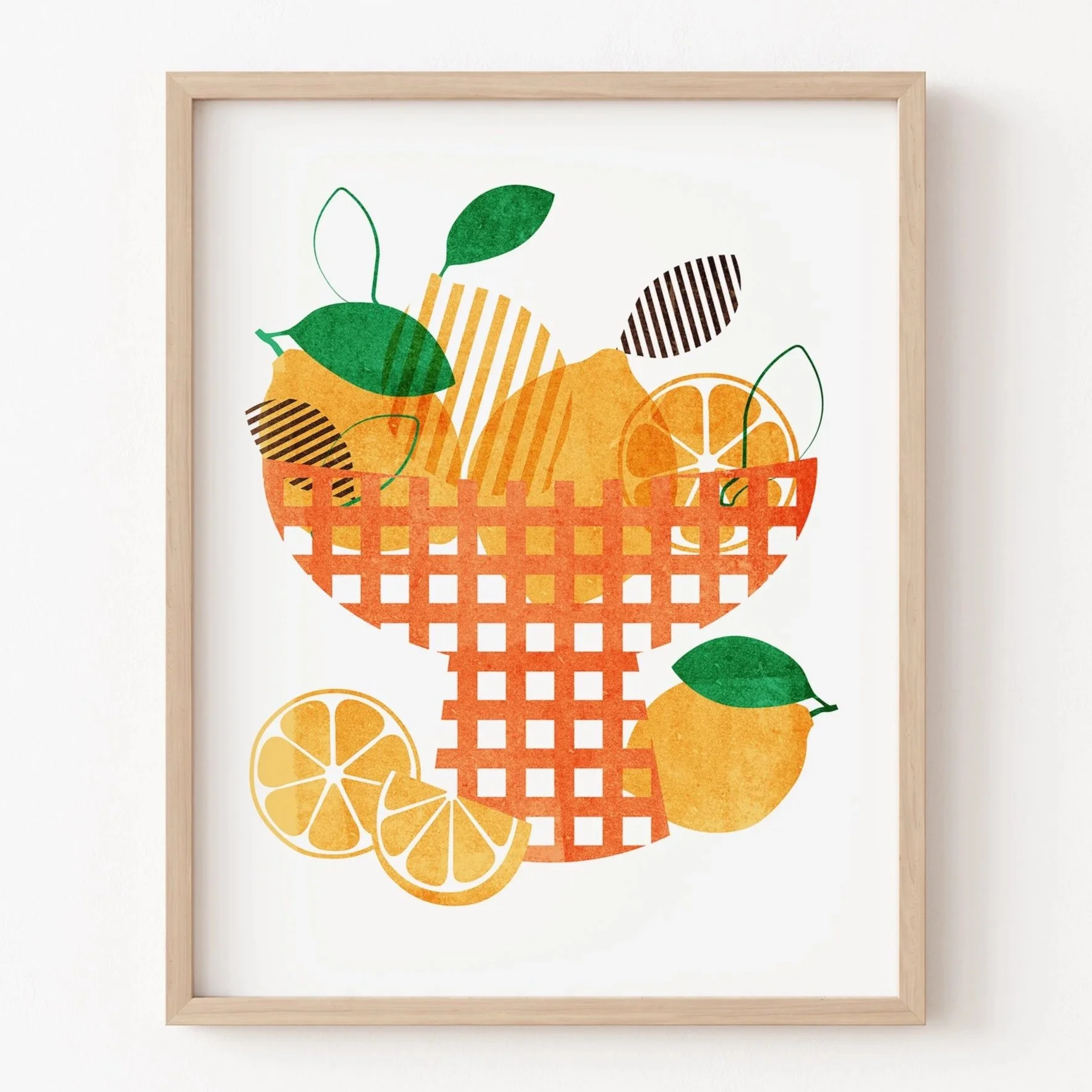 Bowl of Lemons Illustration, Colorful Fruit Art Print