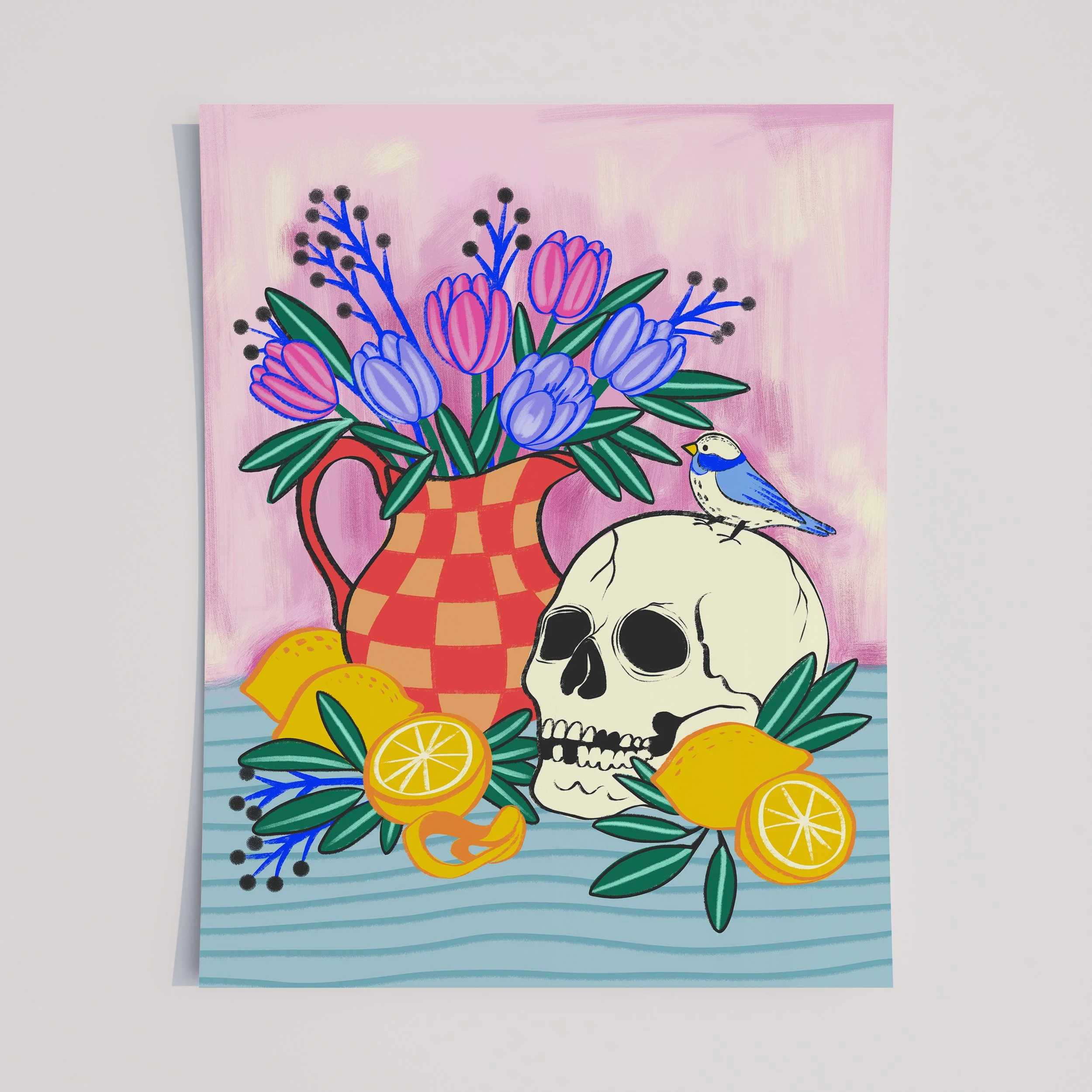 skull lemon bird floral still life 3.jpg