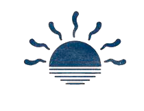 Sol naciente sobre el horizonte con rayos extendiéndose