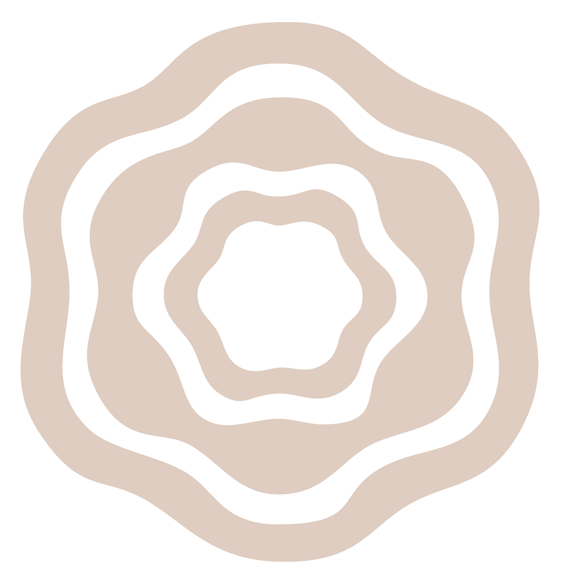 Beige colored icon of wavy concentric circles.