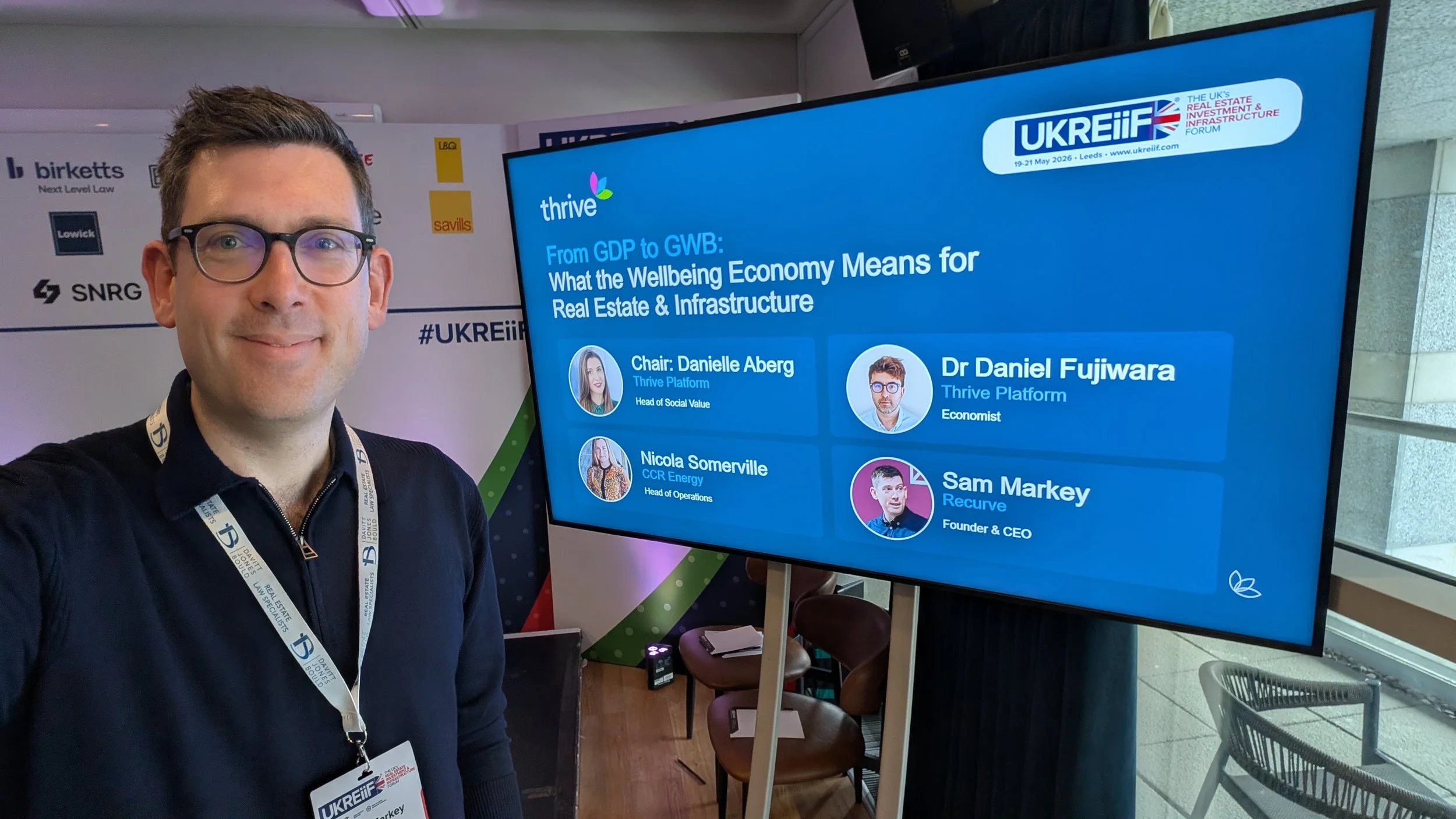 Sam Markey before the panel on investment and the wellbeing economy