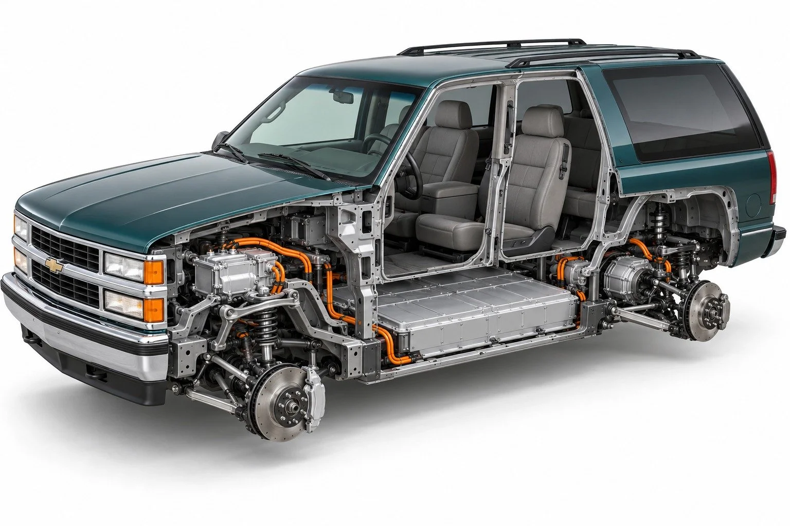 CHEVROLET TAHOE • EV CUTAWAY
Concept visualization • Final fitment and components vary by project
