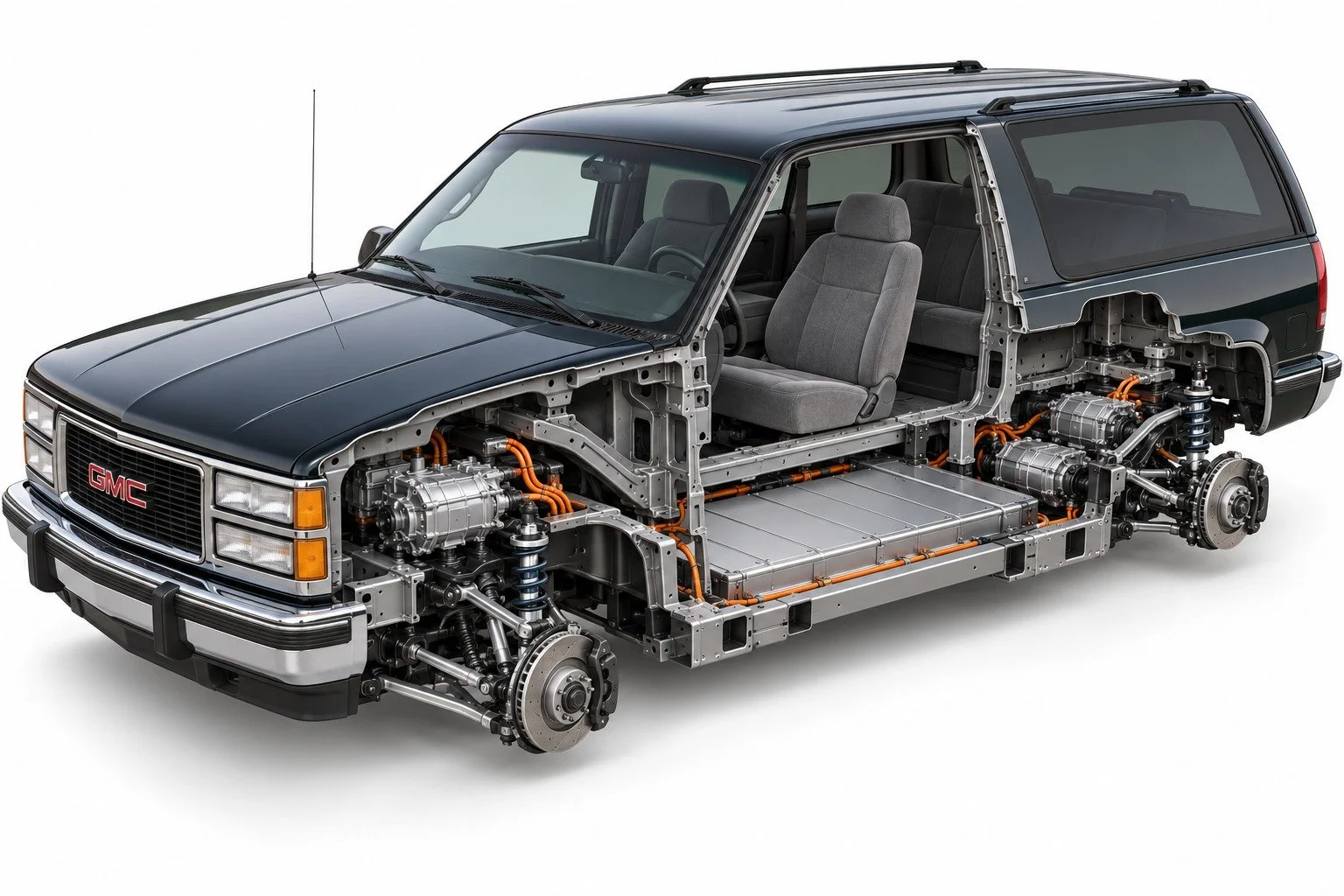 GMC YUKON • EV CUTAWAY
Concept visualization • Final fitment and components vary by project