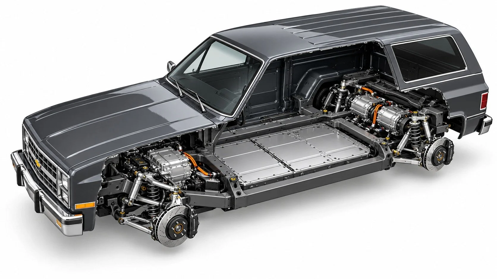 CHEVROLET K5 BLAZER • EV CUTAWAY
Concept visualization • Final fitment and components vary by project