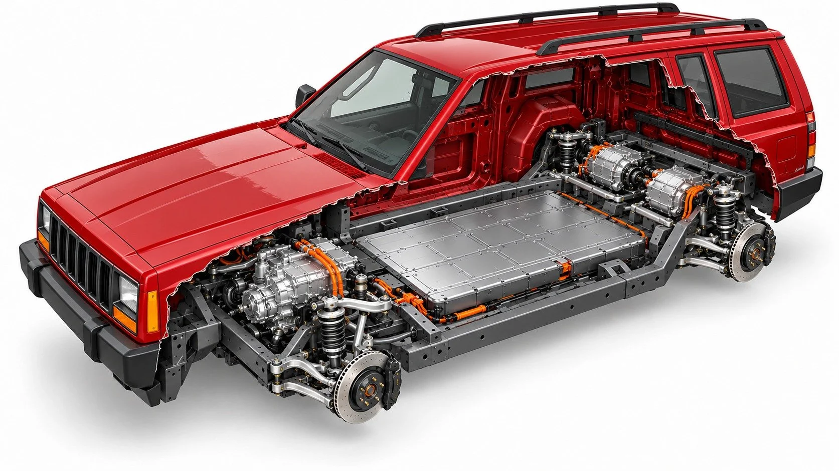 JEEP CHEROKEE XJ • EV CUTAWAY
Concept visualization • Final fitment and components vary by project