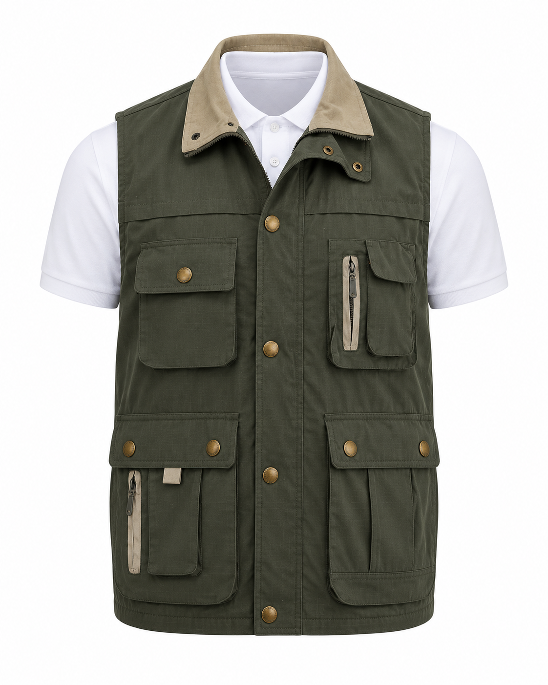 Olive Utility Vest Over White Polo.png