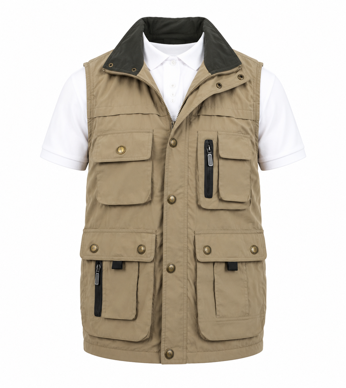 Beige Utility Vest with White Polo Layering.png