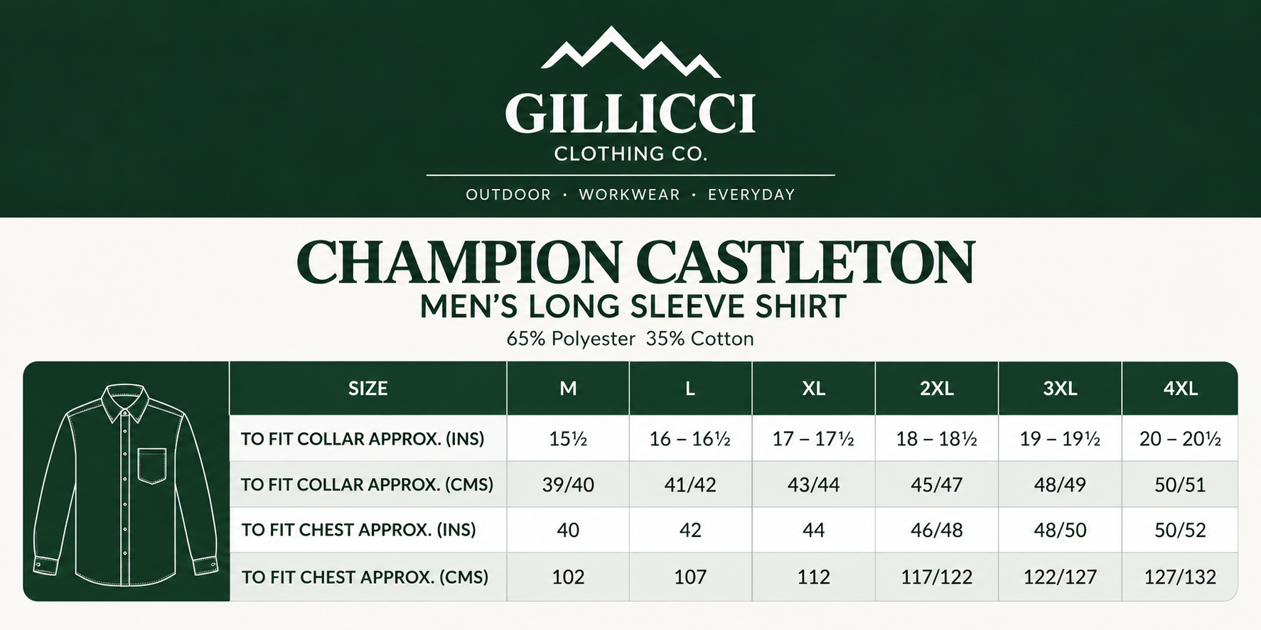 Gillicci Castleton Shirt Size Guide.png