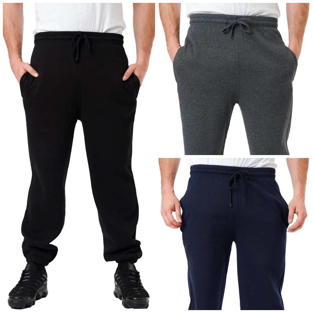 MENS GILLICCI ELASTICATED CUFFED JOGGERS CASUAL REGULAR FIT BRUSHED FLEECE JOGGING BOTTOMS ZIP POCKET DRAWSTRING SWEATPANTS TROUSERS