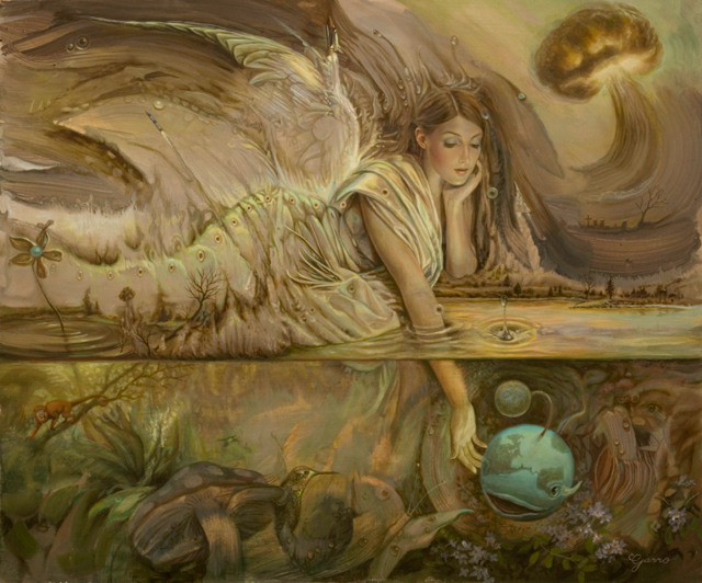 Give the Fish Its Jungle Back - Detail 
22" X 20" acrylic and oil on masonite, framed
