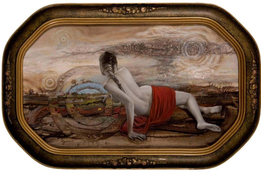 Was Christina's World
12 x 19 inches acrylic and oil on panel

Atoms tear the hydrogen ship with sweet radioactive rain
Cobalt core boosts
Lord of war roosts 
Above what Christina’s world became