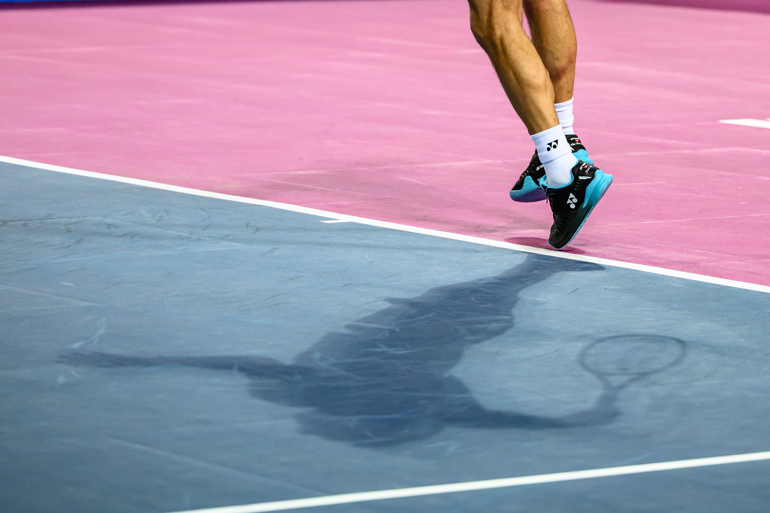 The Shadow of Stan 'The man' Wawrinka during a serve