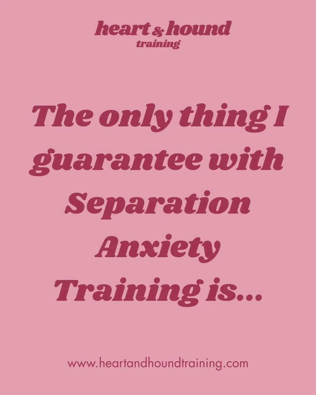 We as humans want quick results but this is one thing that is on their timeline! I never guarantee a specific duration goal just because it&rsquo;s never the same for each individual dog. 

Curious about private training? Schedule a free discovery ca