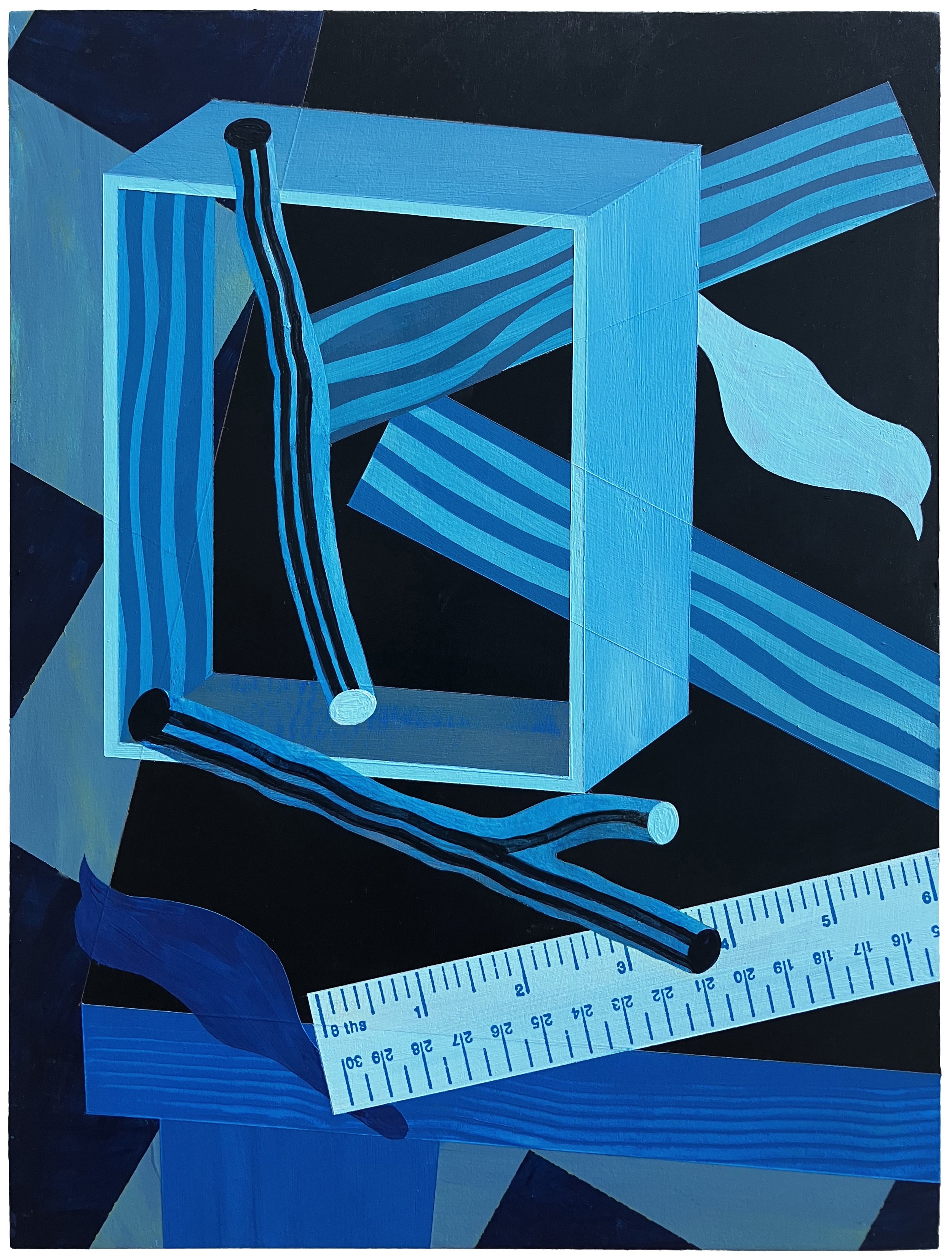 The Box Maker acrylic on birch wood ply 30 x 22.5 cm.