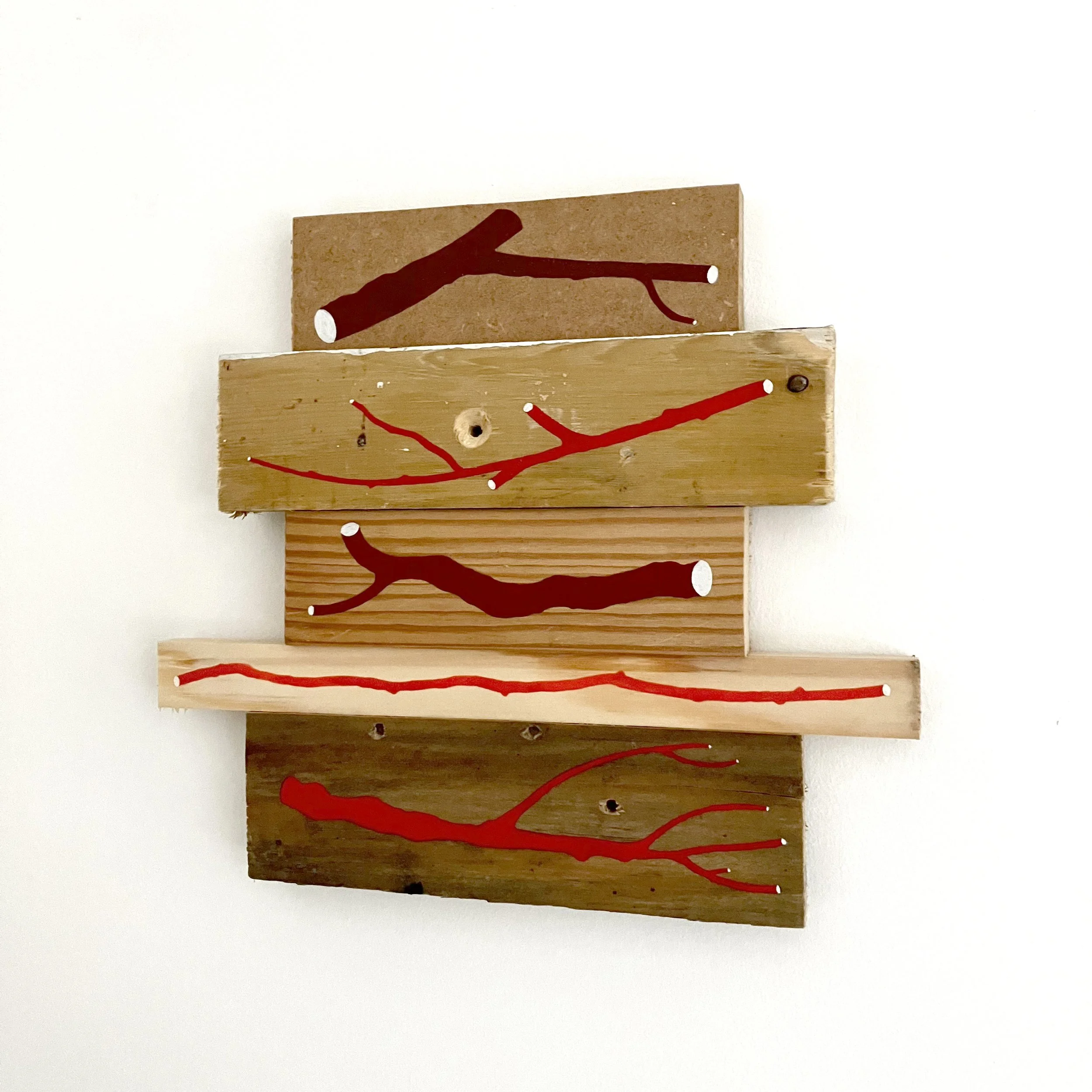 Five Twigs  acrylic on scrap wood
