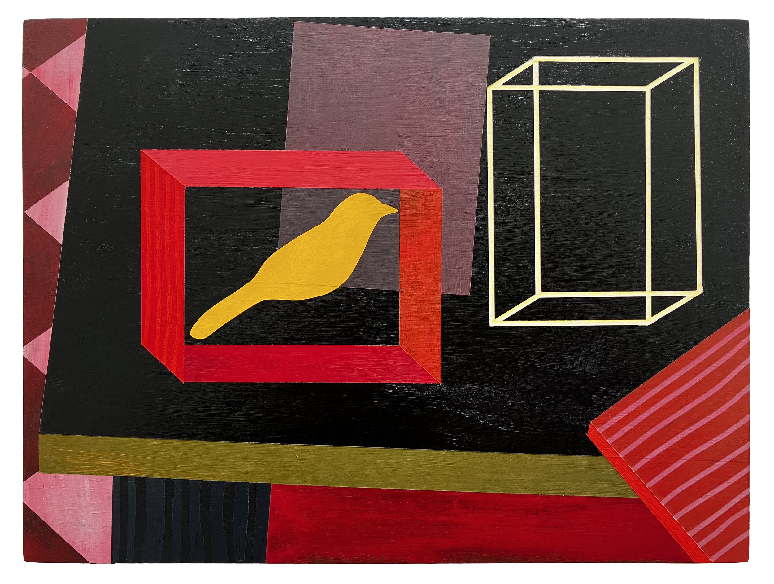 The Red Studio acrylic on birch wood ply 22.5 x 30cm.