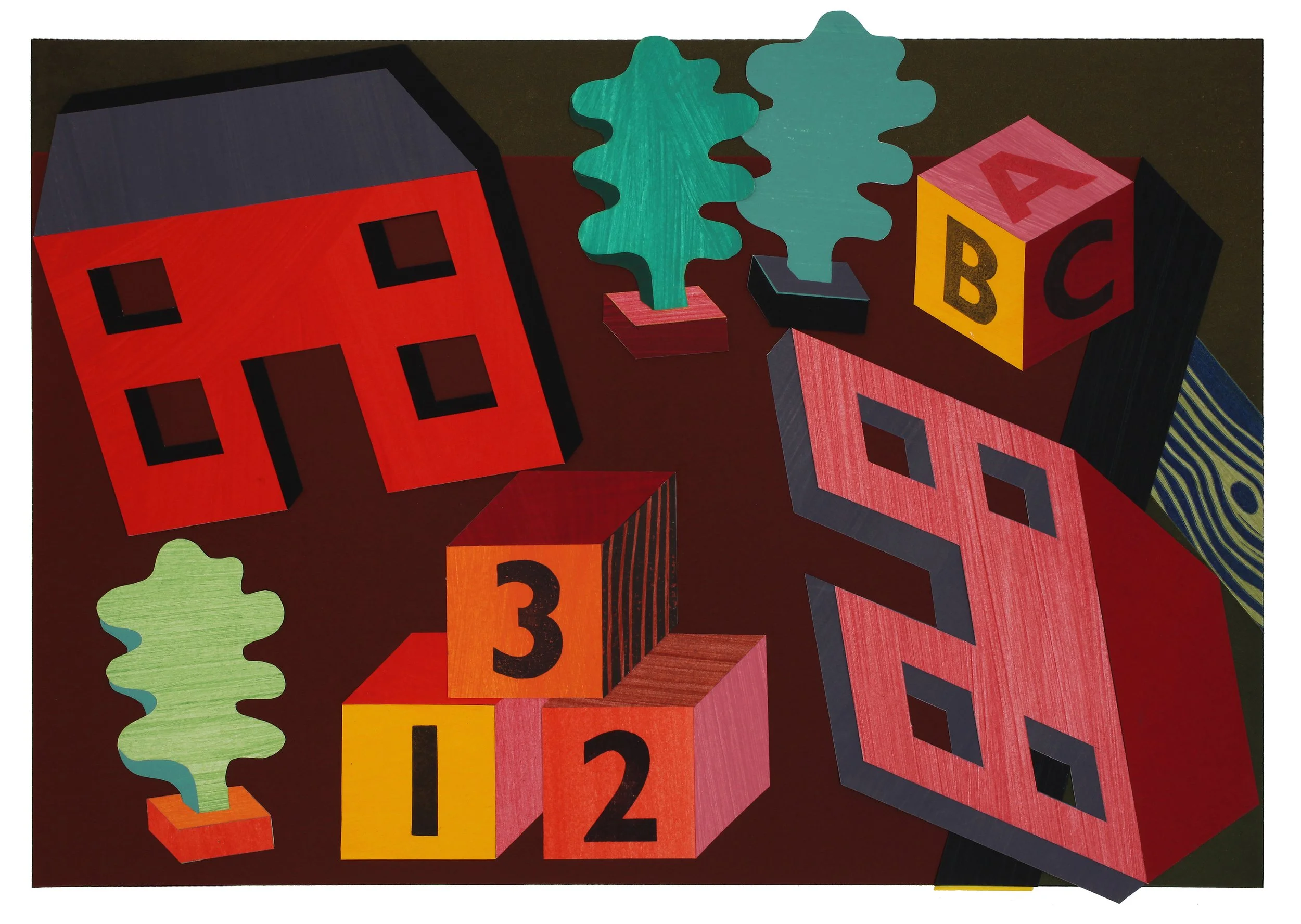Table Top Diorama 2025 painted and printed papers collage 48x35cm