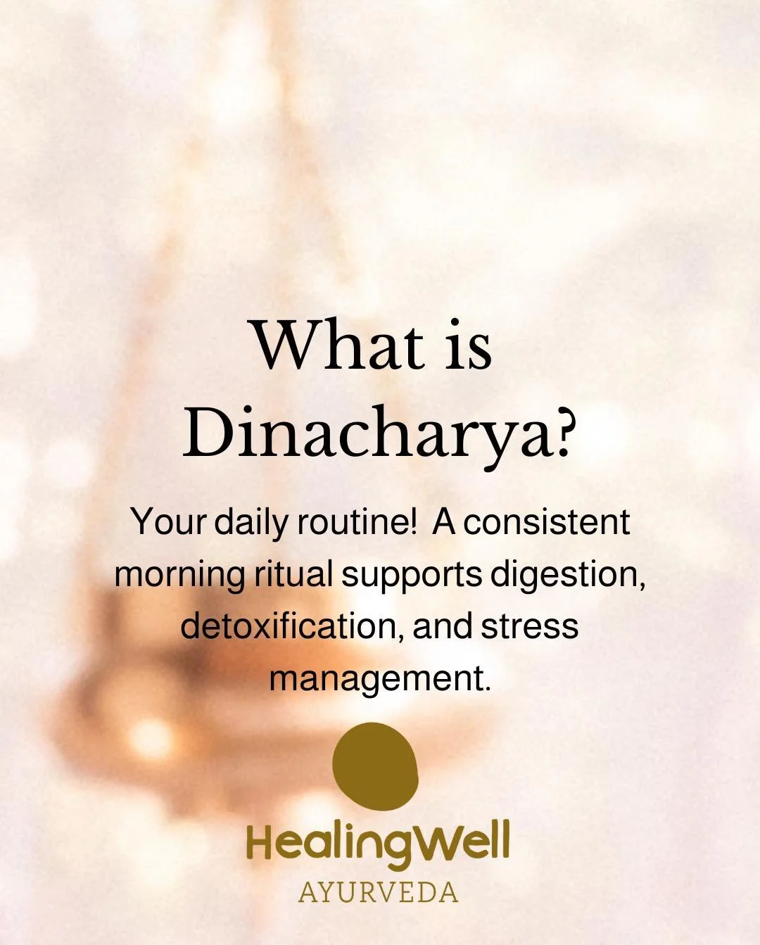 ✨ Dinacharya is aligning your daily routine with nature&rsquo;s rhythm. Simple practices like warm water in the morning, tongue scraping, oil pulling, abhyanga, and gentle breathwork create balance from the inside out. These rituals strengthen digest