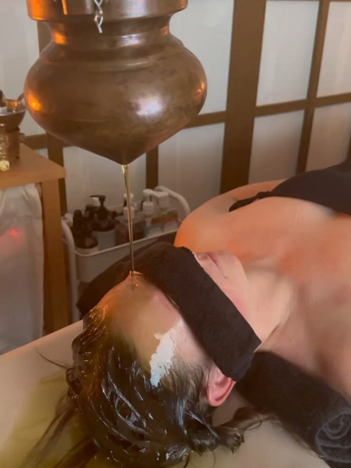 When the system feels scattered, overstimulated, or depleted&mdash;
this is often Vata asking for support.

Shirodhara + Karna Purana work directly with the nervous system through warmth, oil, and stillness.

Supporting:
&bull; deeper, more restful s