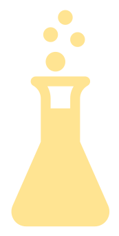 Illustration of a laboratory flask with bubbles rising from it.