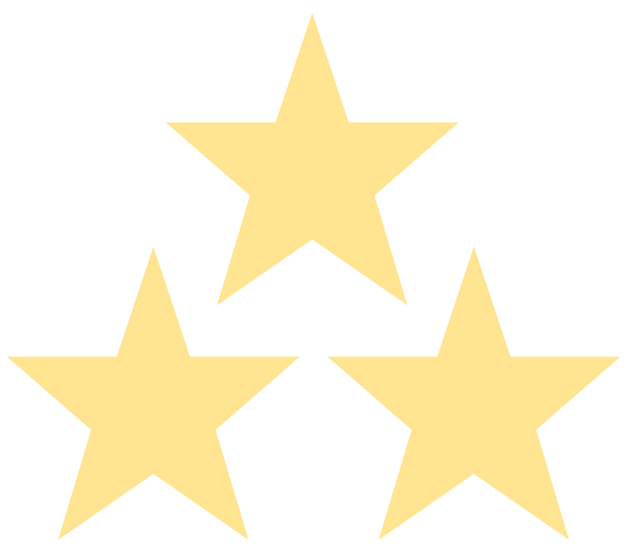 Three gold stars arranged in a triangular pattern