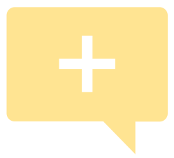 Speech bubble with a plus sign inside