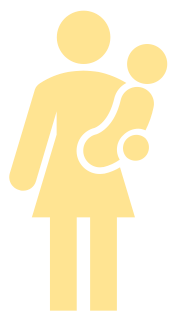 Silhouette of a woman carrying a child