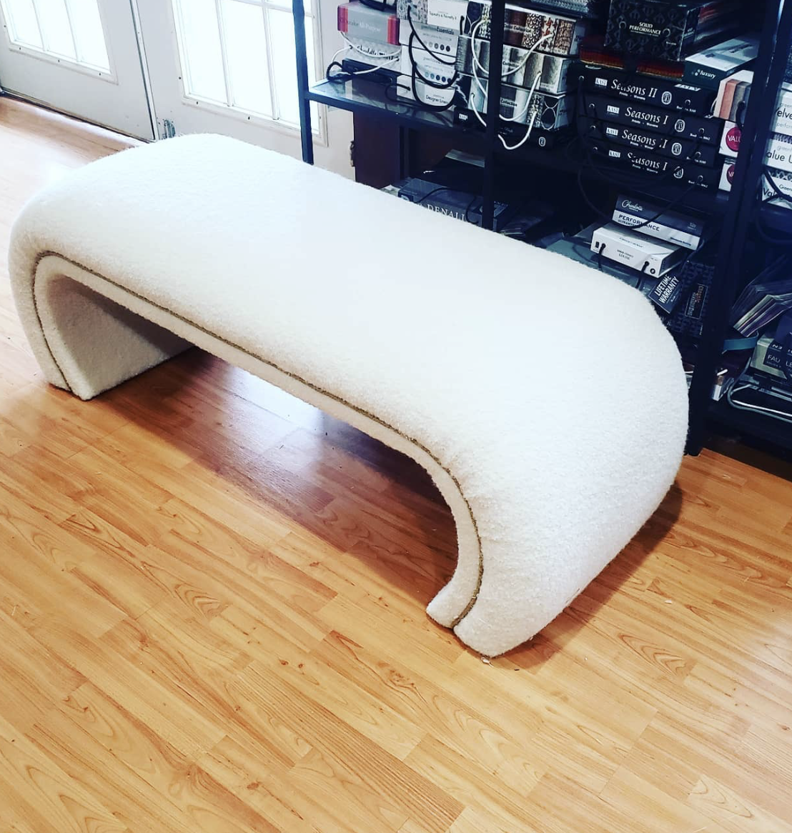 Newly Upholstered White Bench