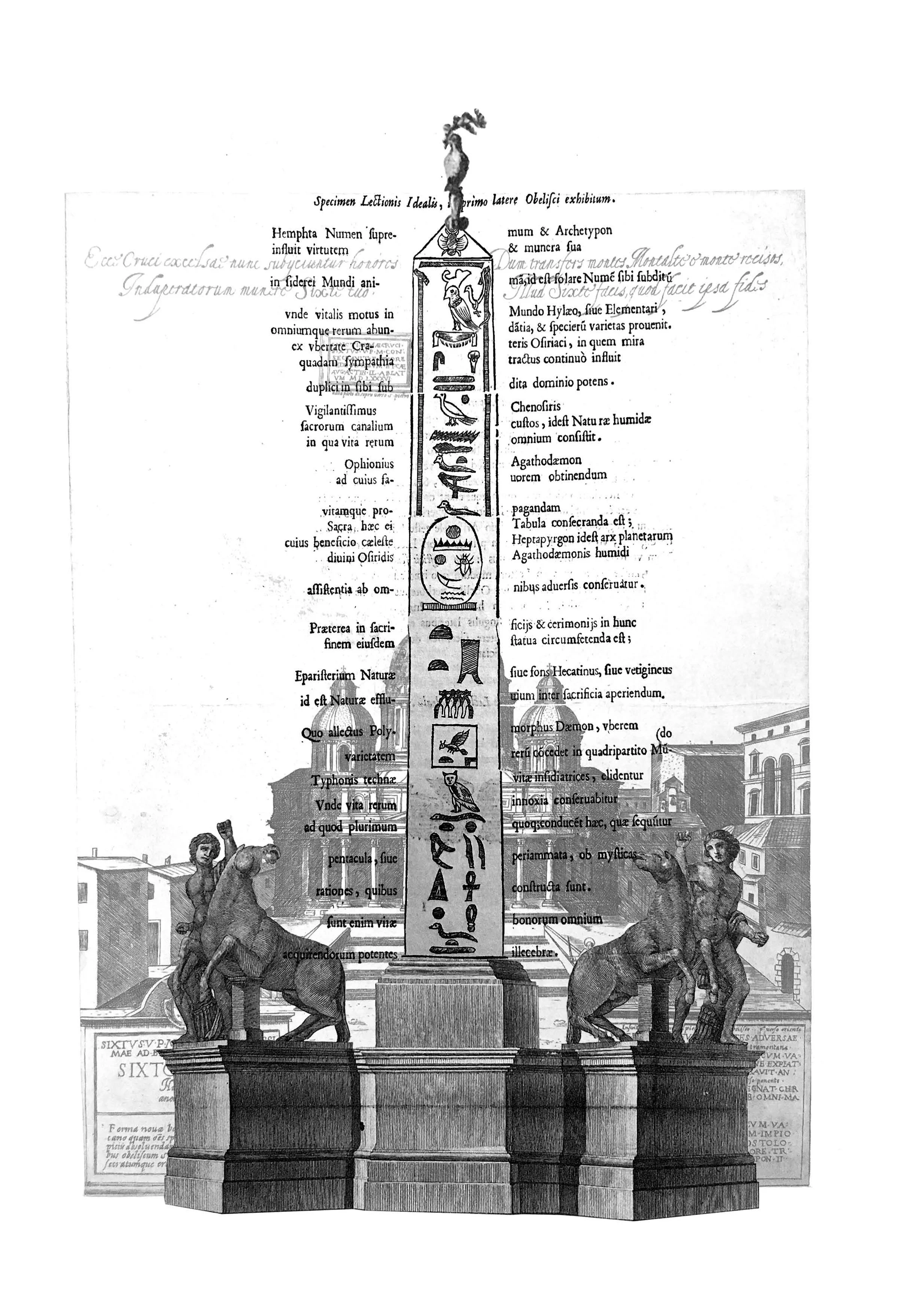 Collage, Diagram, Object  Obelisk Interior