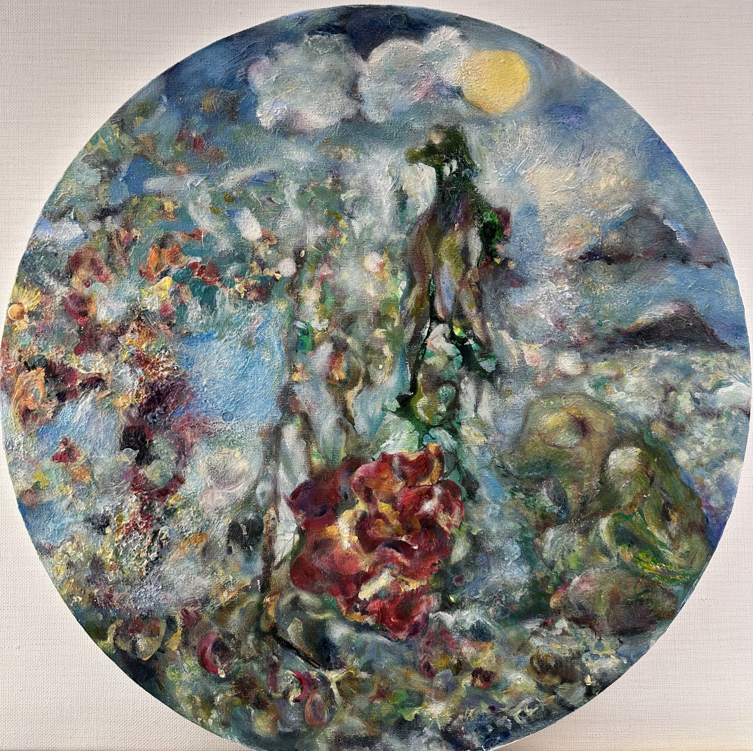 Democracy Needs Friends, 2022. Acrylic, ink, structural paste, chalk on canvas — 40 x 40 cm.