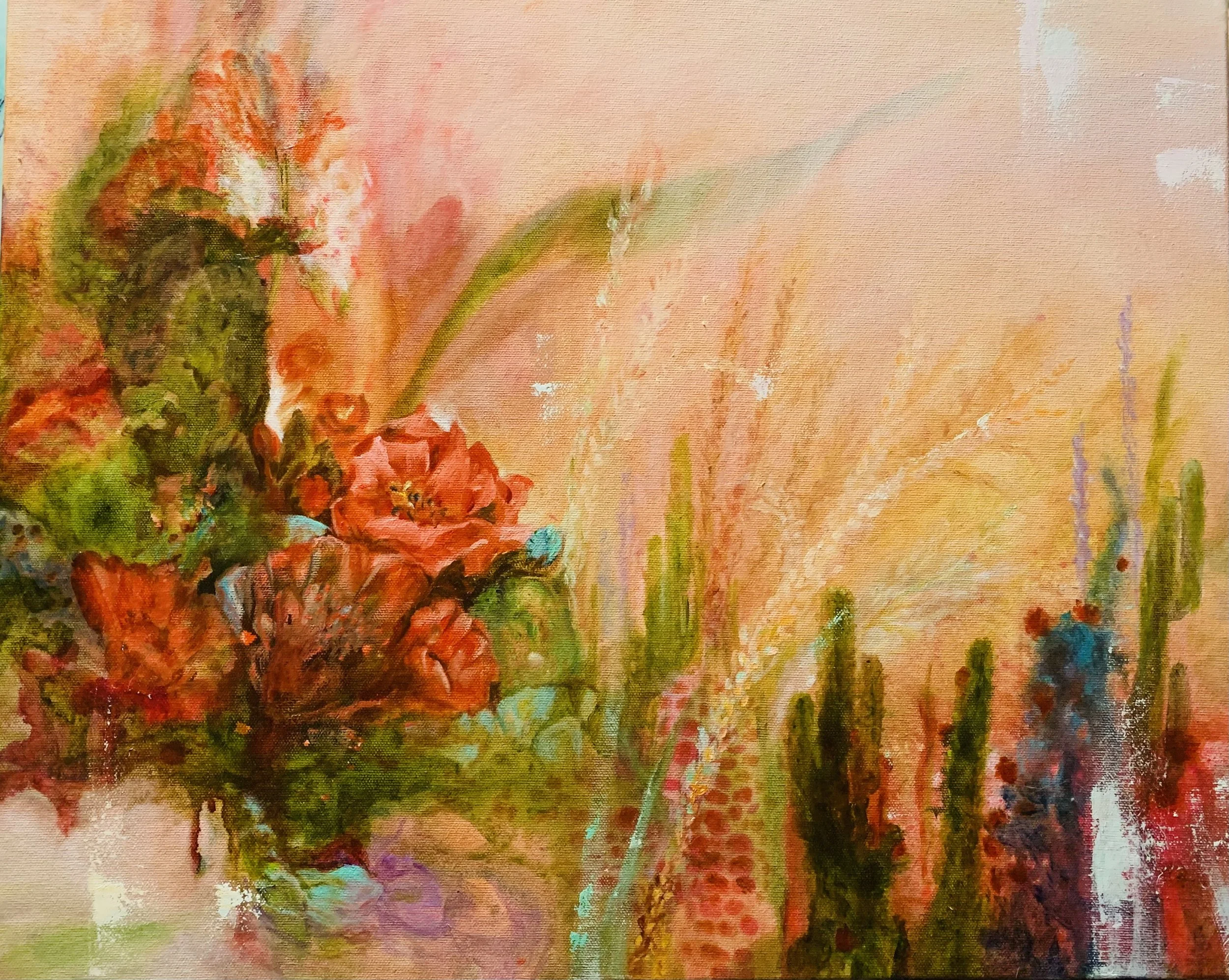 Cactus en luz ardiente - 2025 - 16x20in


