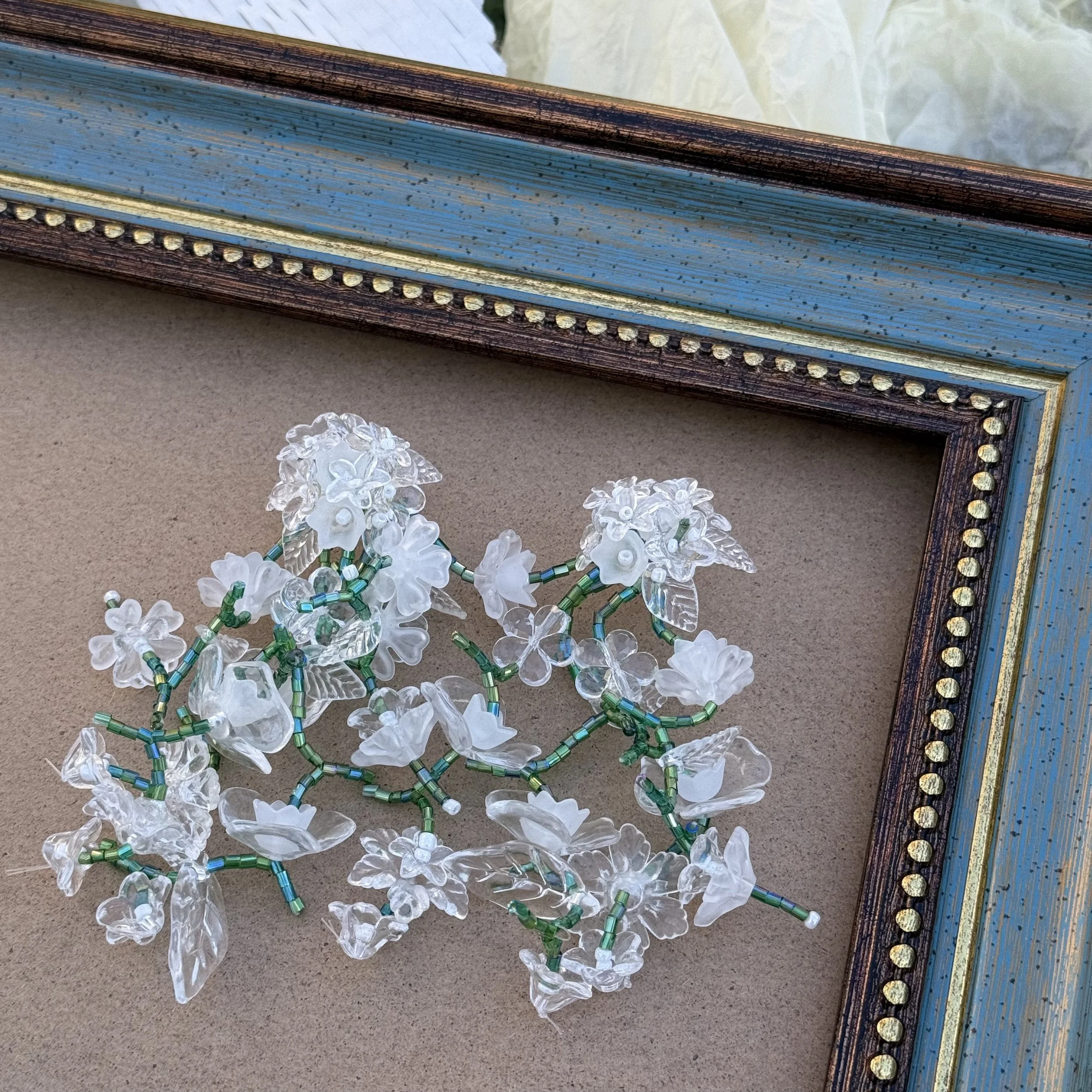 White Floral Beaded Earrings