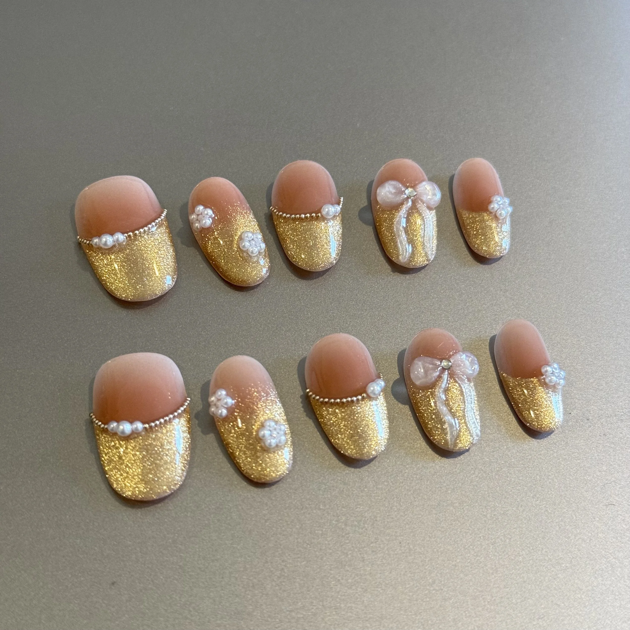 Elegant Gold & Pearl Nail Art Set