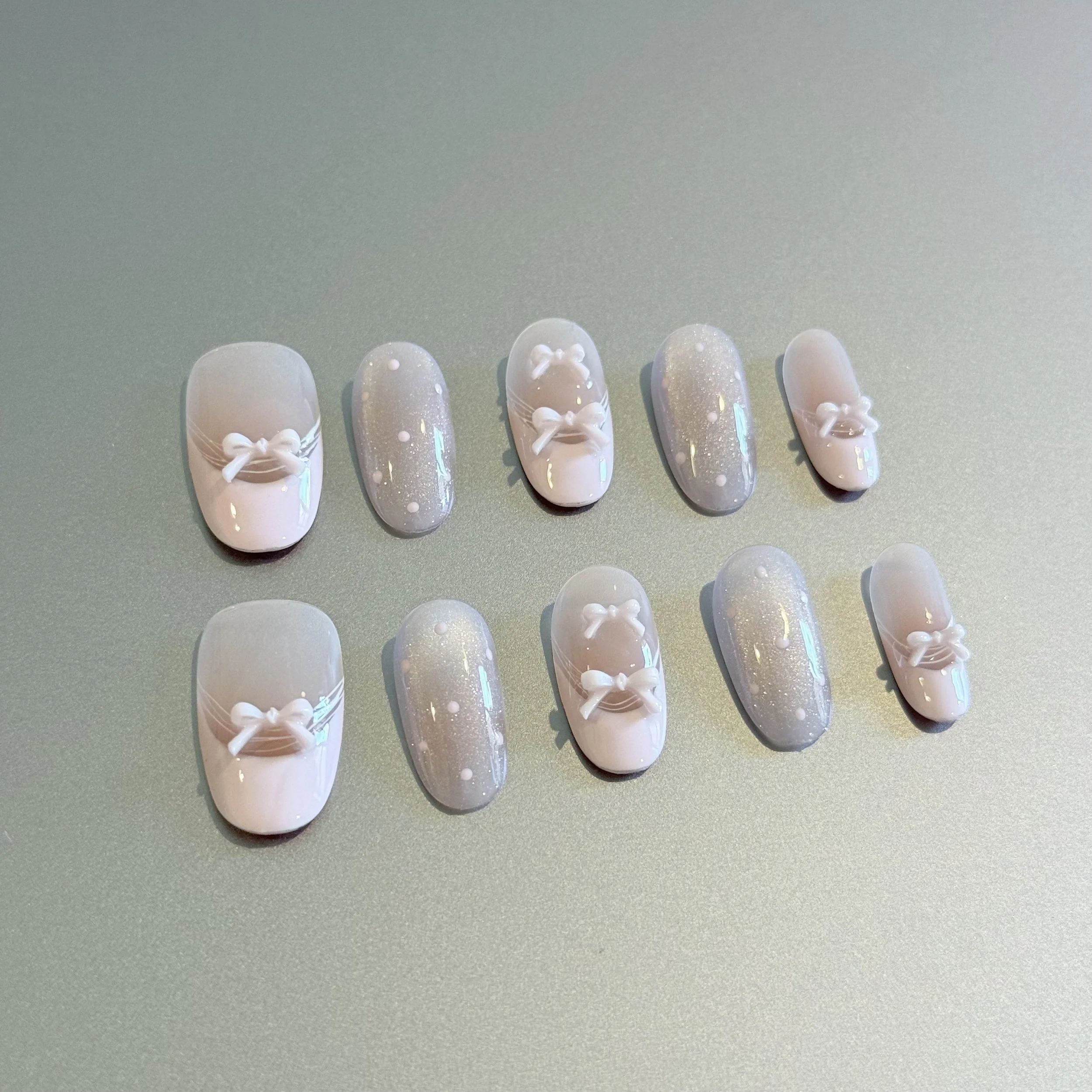 White Bow Nail Art Set