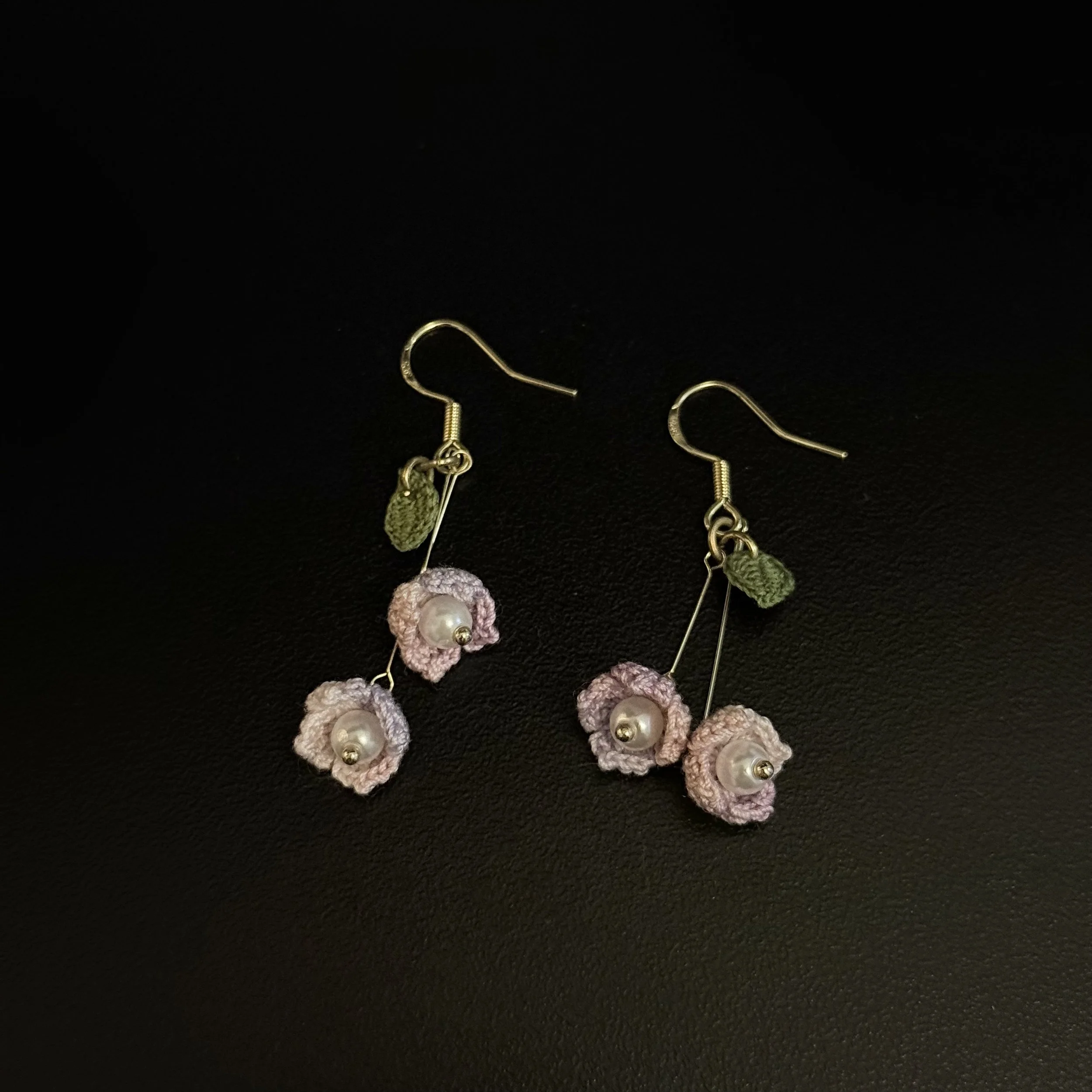 Purple Flower Pearl Earrings