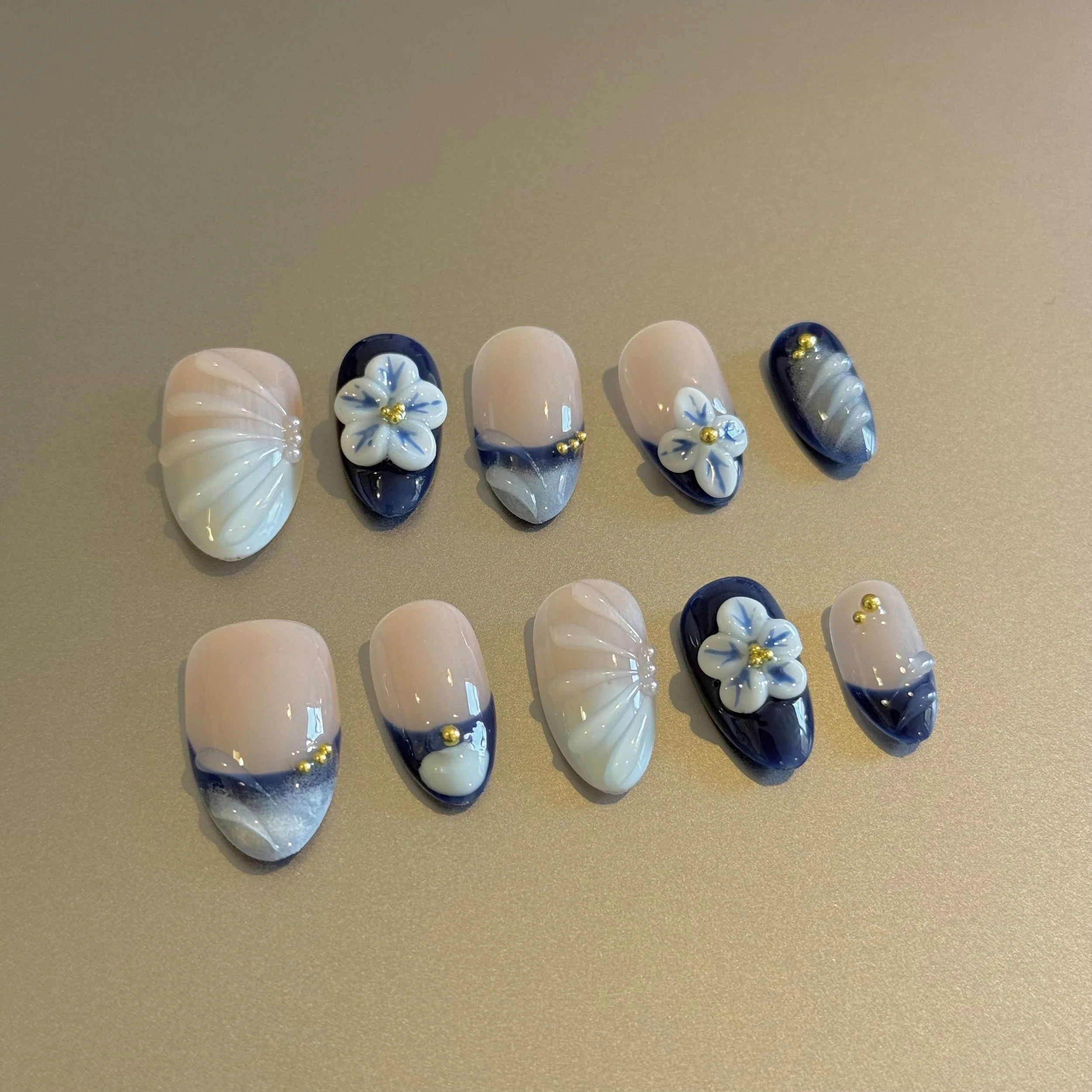 Ocean Breeze Floral Press-On Nails