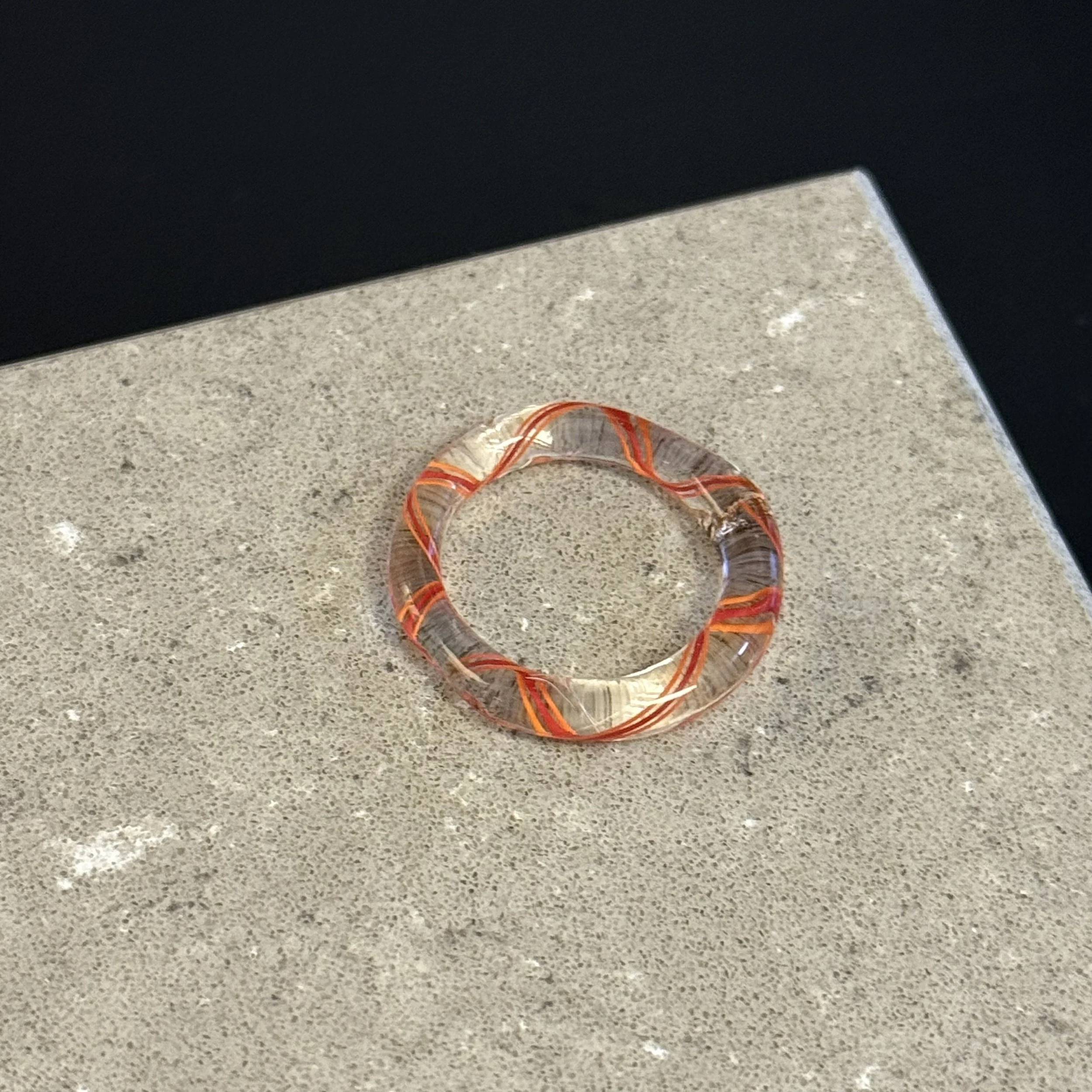 Red Glass Swirl Ring