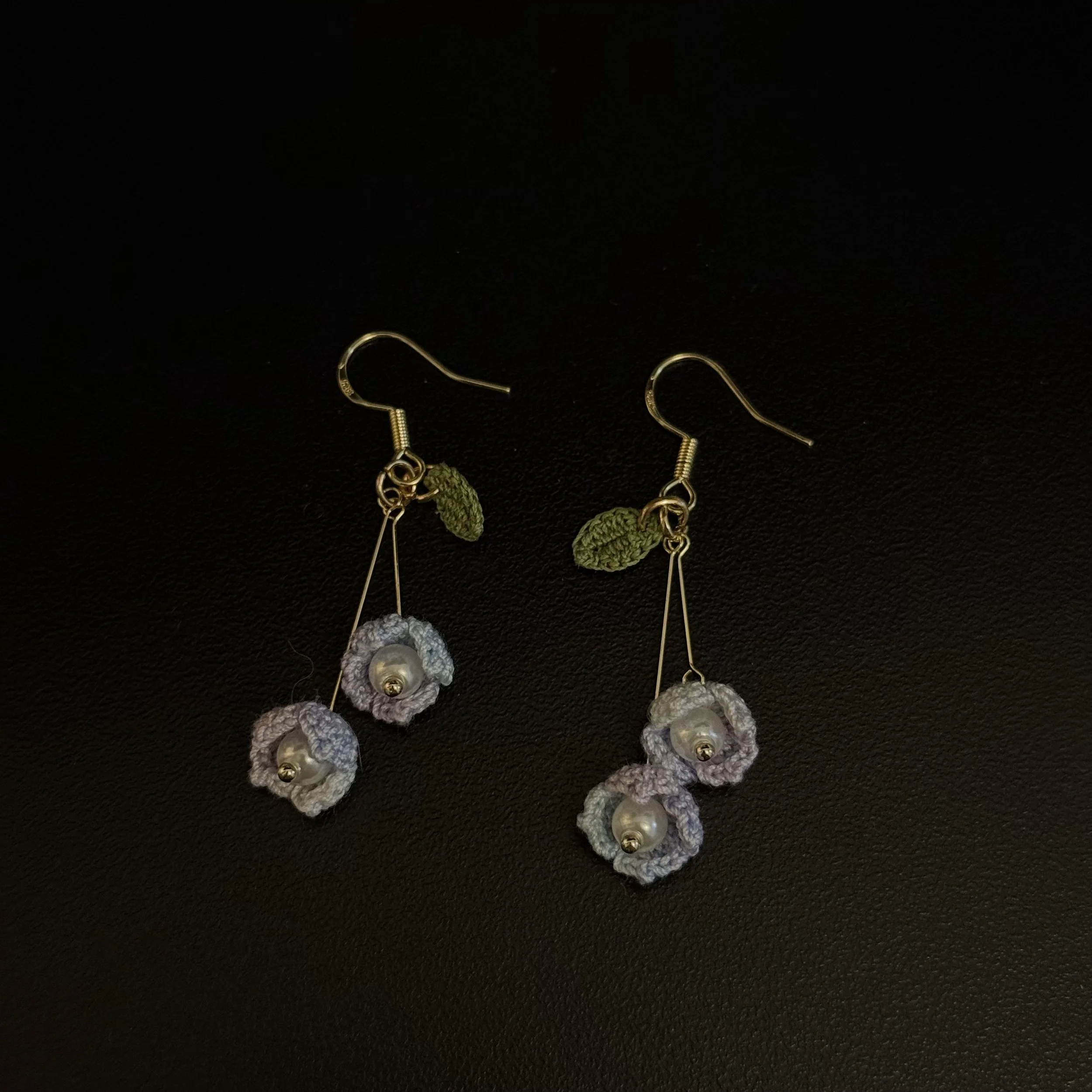 Blue Flower Pearl Earrings