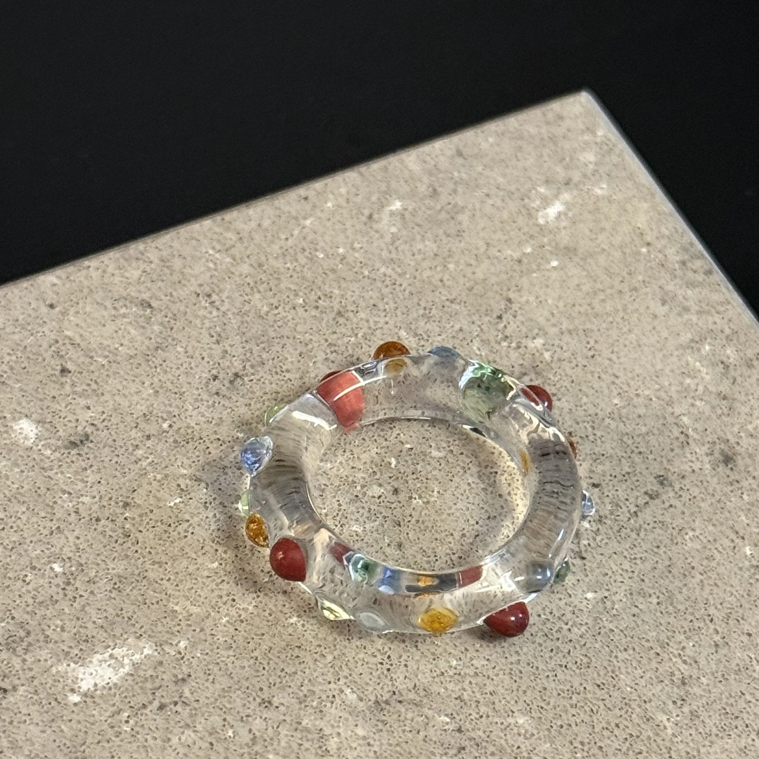 Multicolor Gemstone Glass Ring