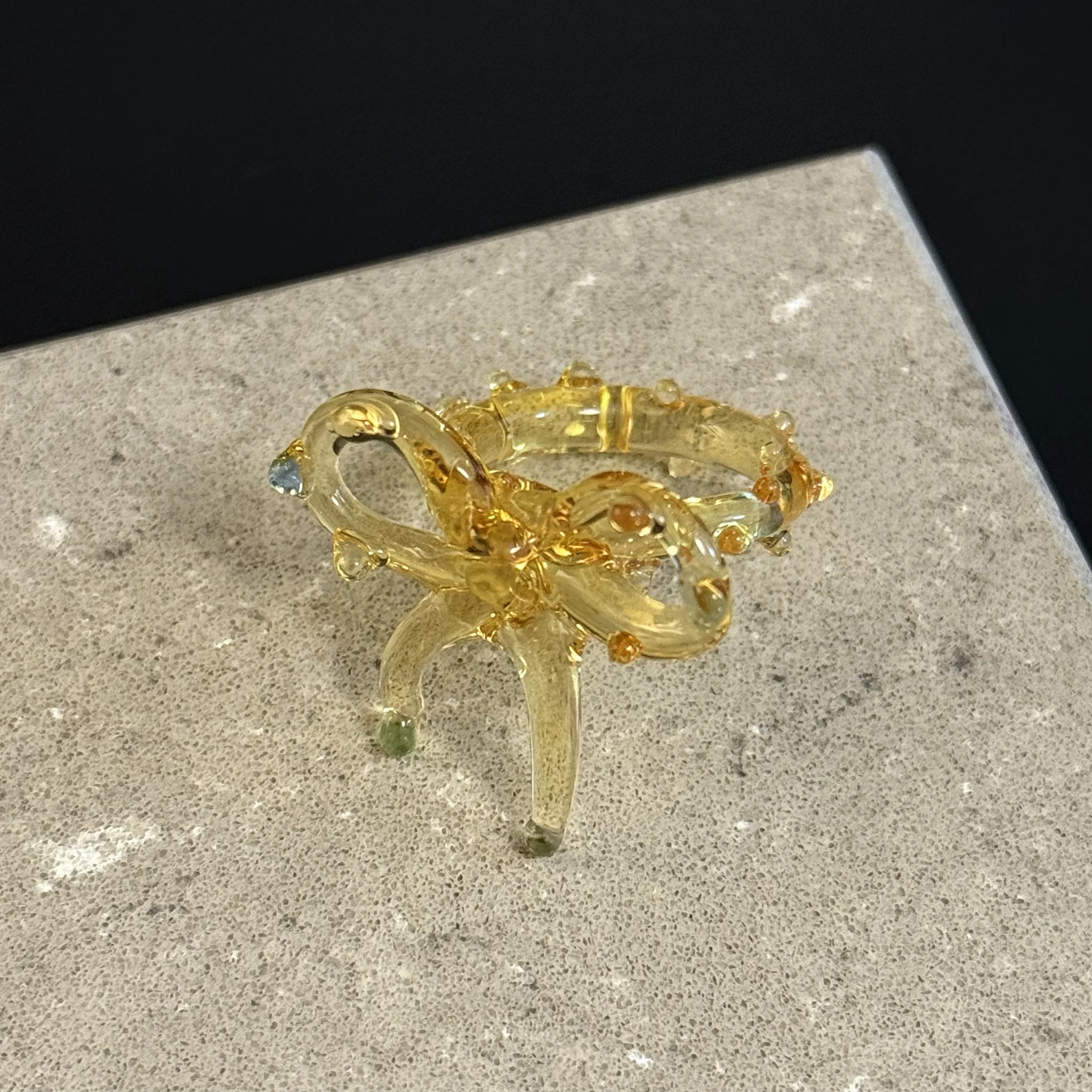 Exquisite Glass Bow Ring