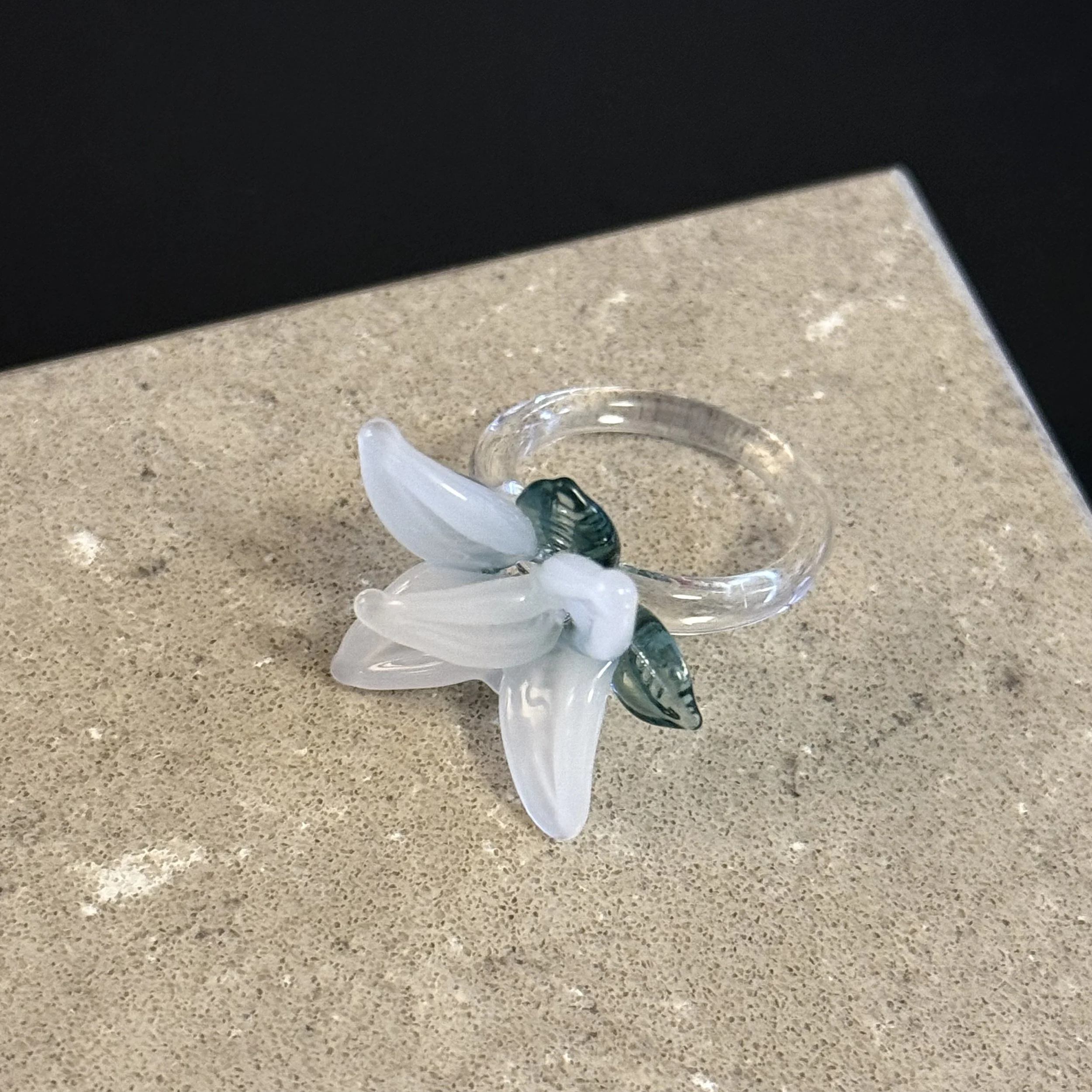 Exquisite Handcrafted Glass Floral Ring