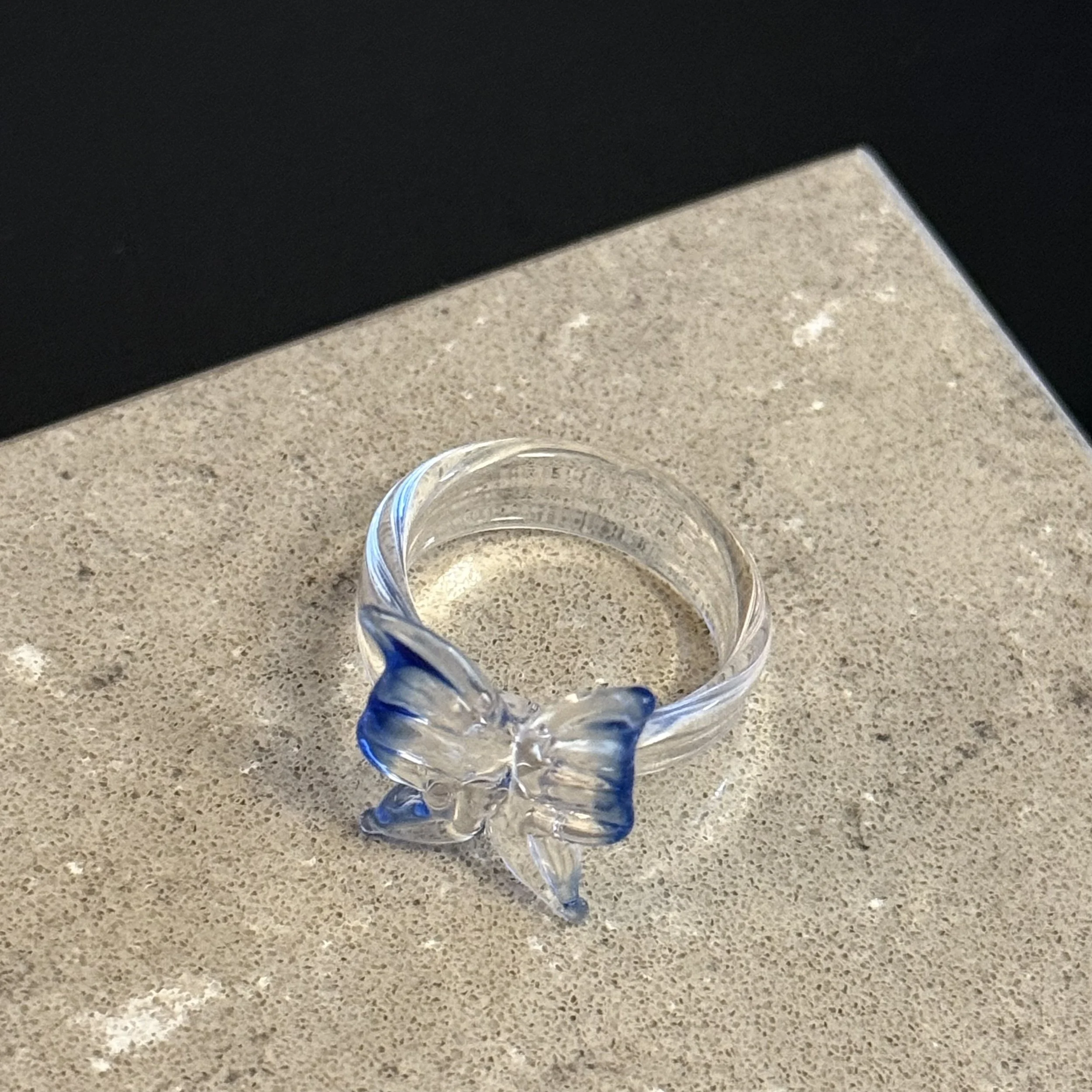 Blue Butterfly Glass Ring