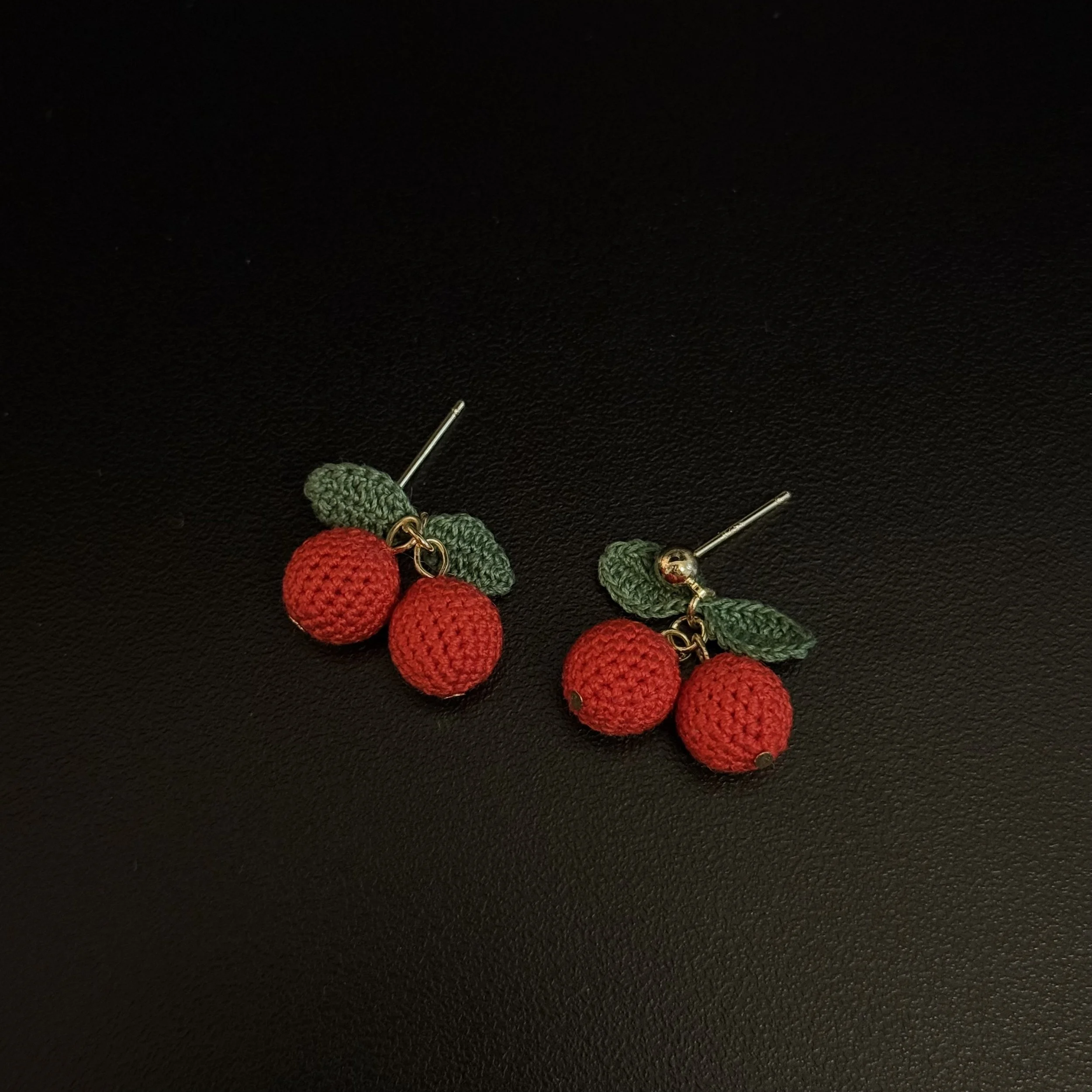 Crocheted Cherry Earrings