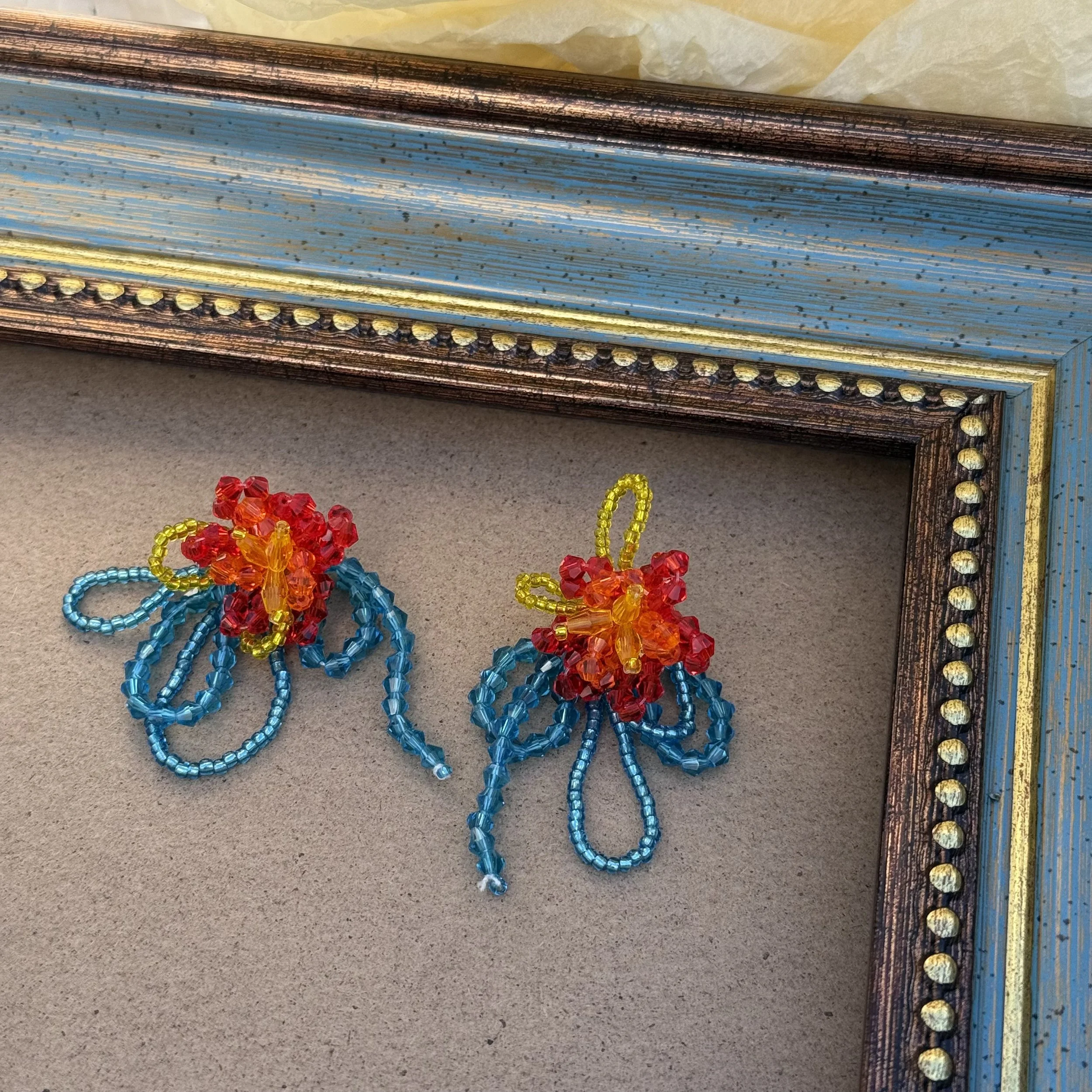 Vibrant Beaded Floral Earrings