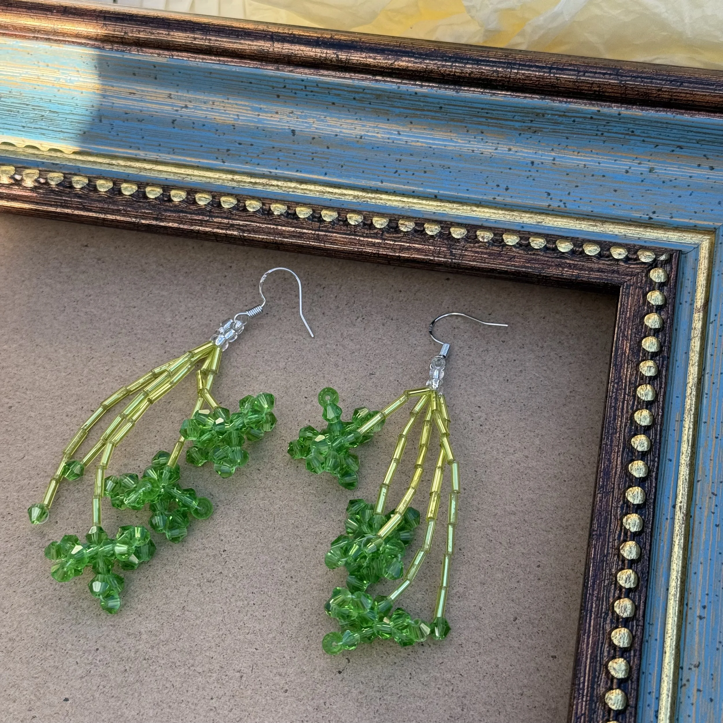 Green Beaded Earrings