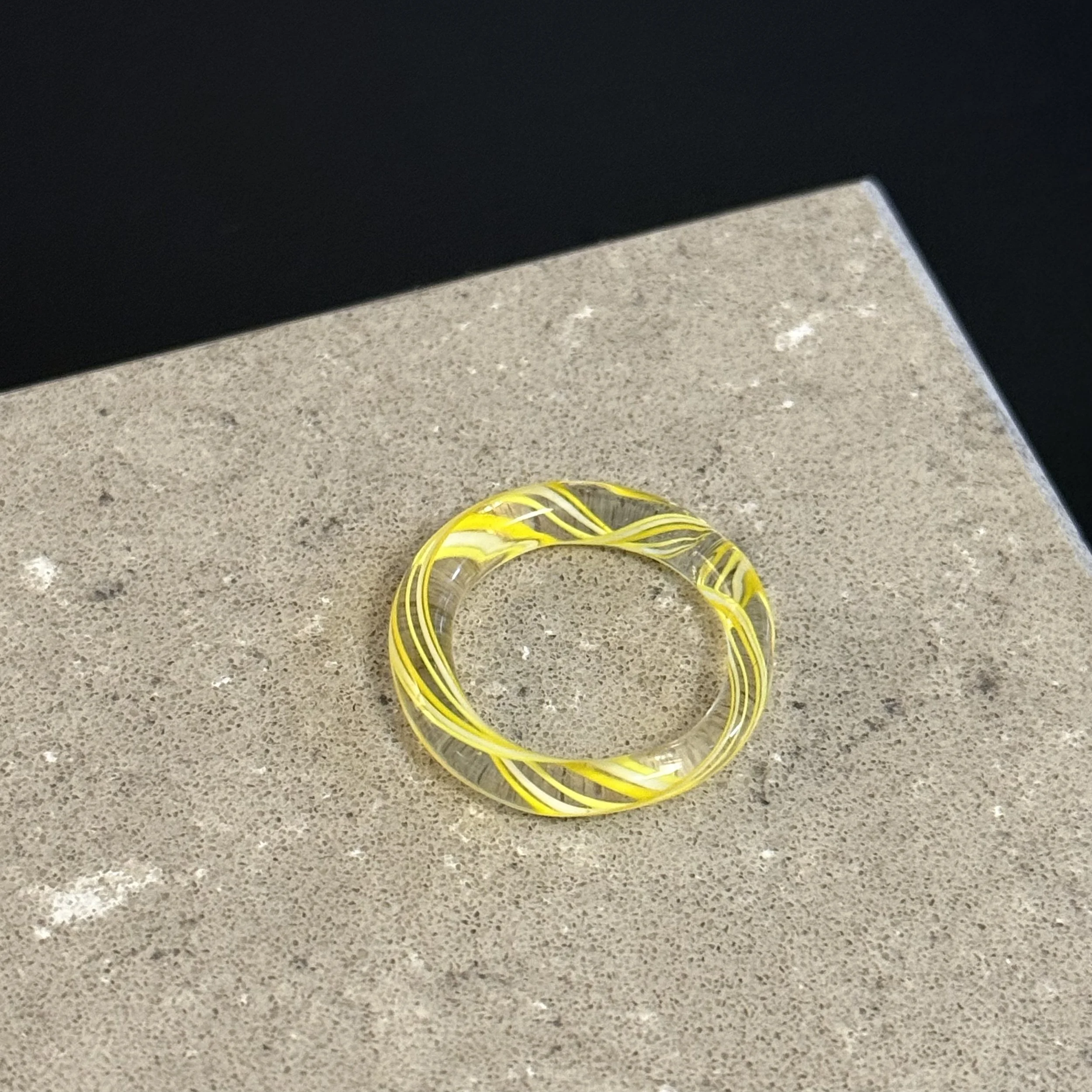 Yellow Glass Swirl Ring